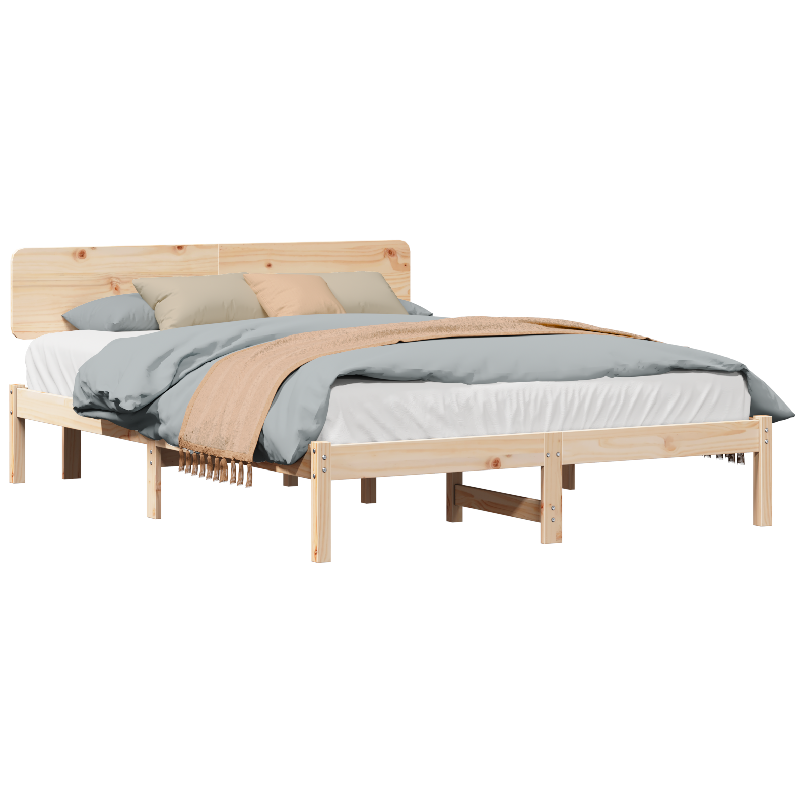 Lit avec Headboard 150x200 cm Bois de Pin Massif