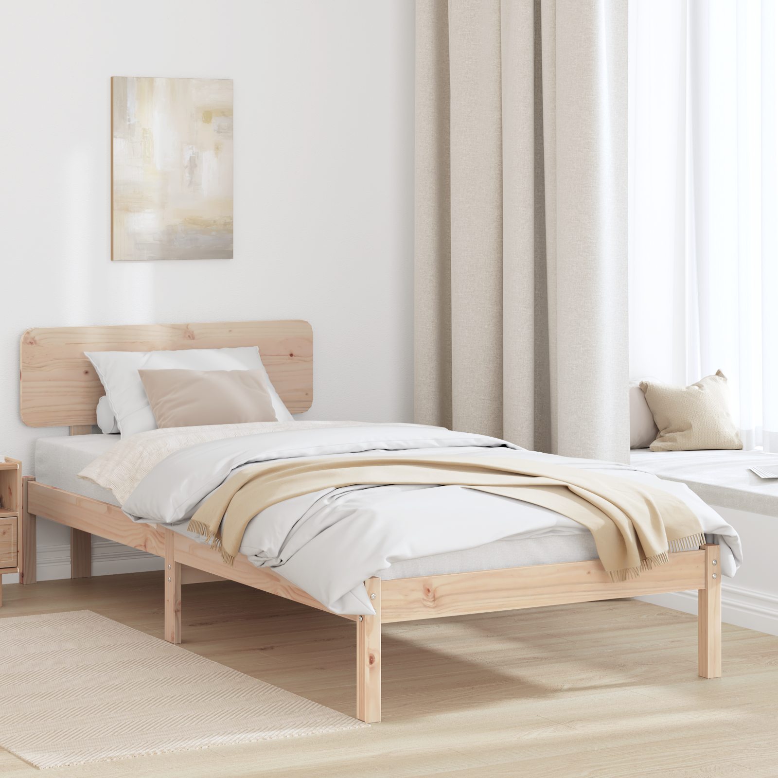Cadre de lit avec tête de lit 90x190 cm en bois de pin massif