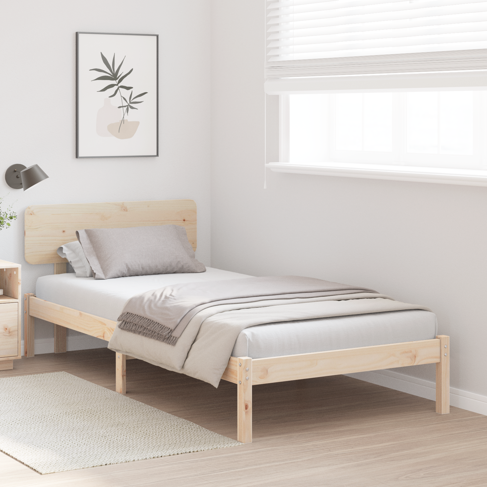 Cadre de lit avec tête de lit 90x190 cm en bois de pin massif