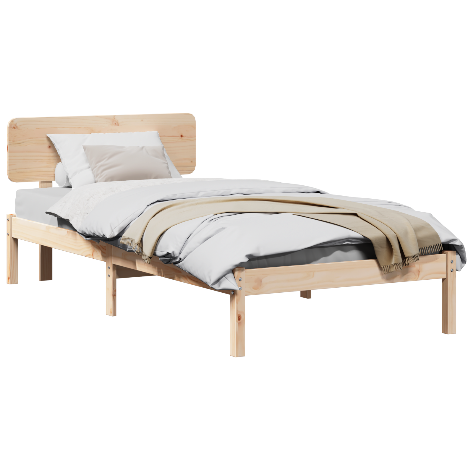 Cadre de lit avec tête de lit 90x190 cm en bois de pin massif