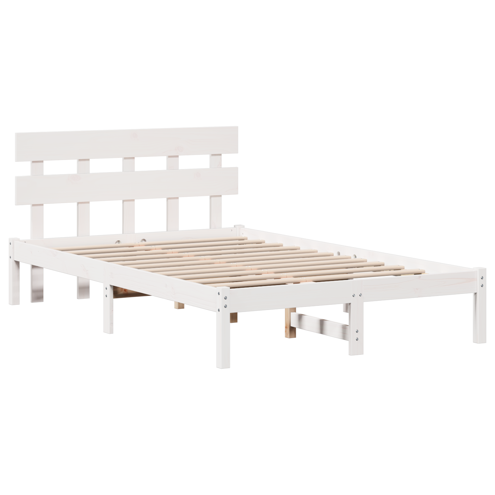 Cadre de lit avec tête de lit blanc 120x200 cm en bois massif de pin
