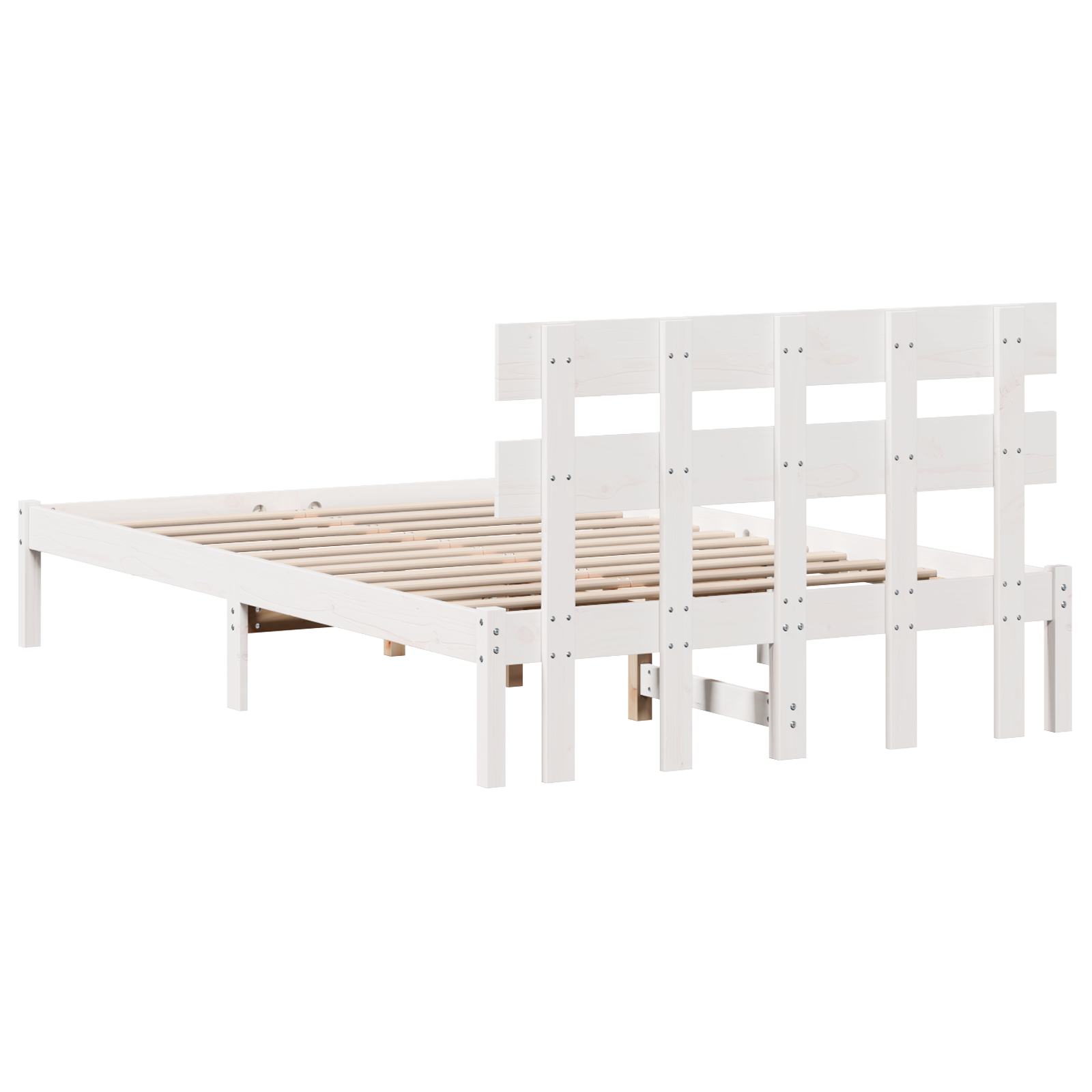 Cadre de lit avec tête de lit blanc 120x200 cm en bois massif de pin