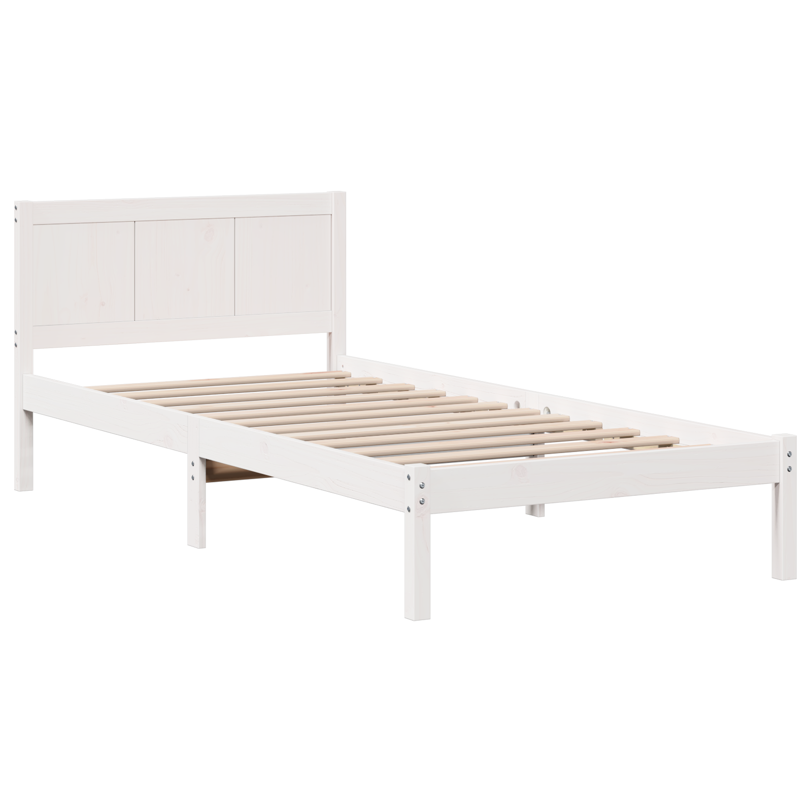 Cadre de Lit Blanc en Bois de Pin Blanc Bois de pin massif