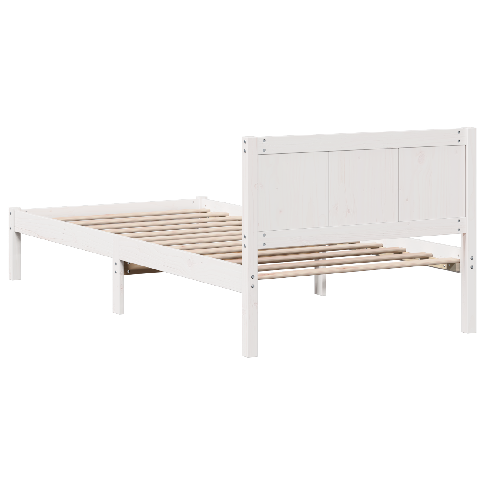 Cadre de Lit Blanc en Bois de Pin Blanc Bois de pin massif