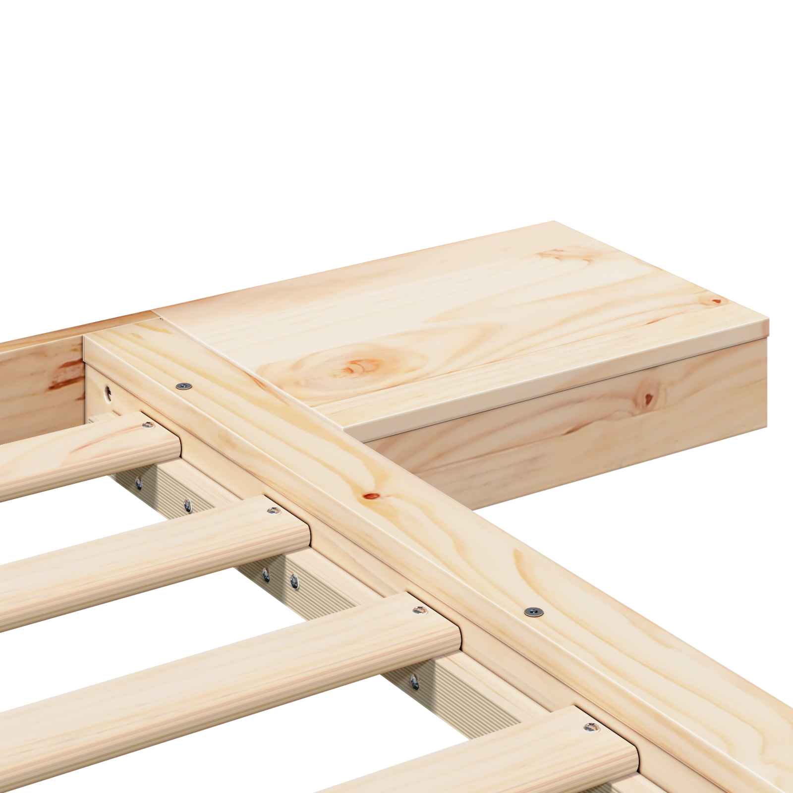Cadre de lit au sol avec tables de chevet 180x200cm en bois massif