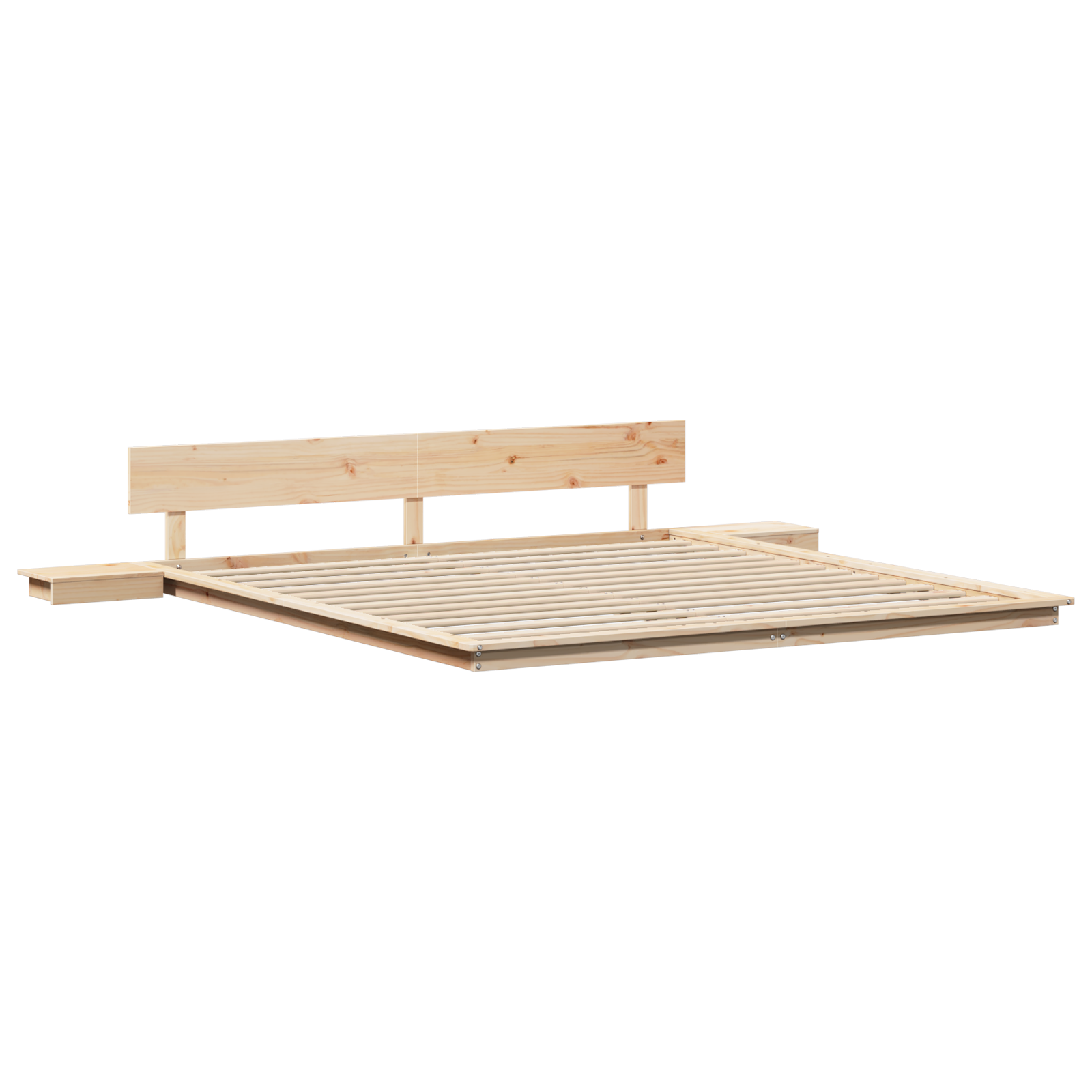 Cadre de lit au sol avec tables de chevet 180x200cm en bois massif
