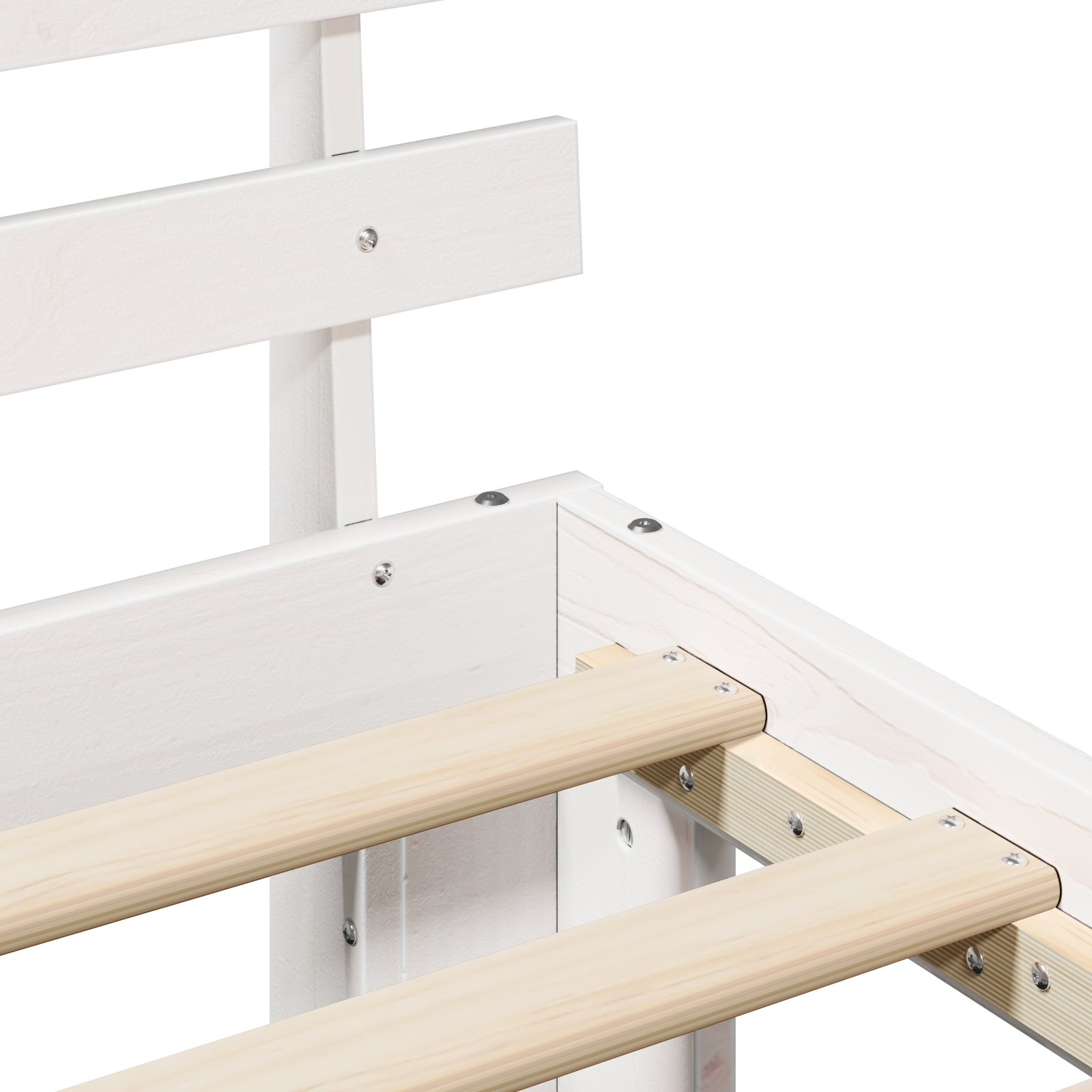 Cadre de Lit Blanc Bois massif 200 x 200 cm Accoudoirs réglables