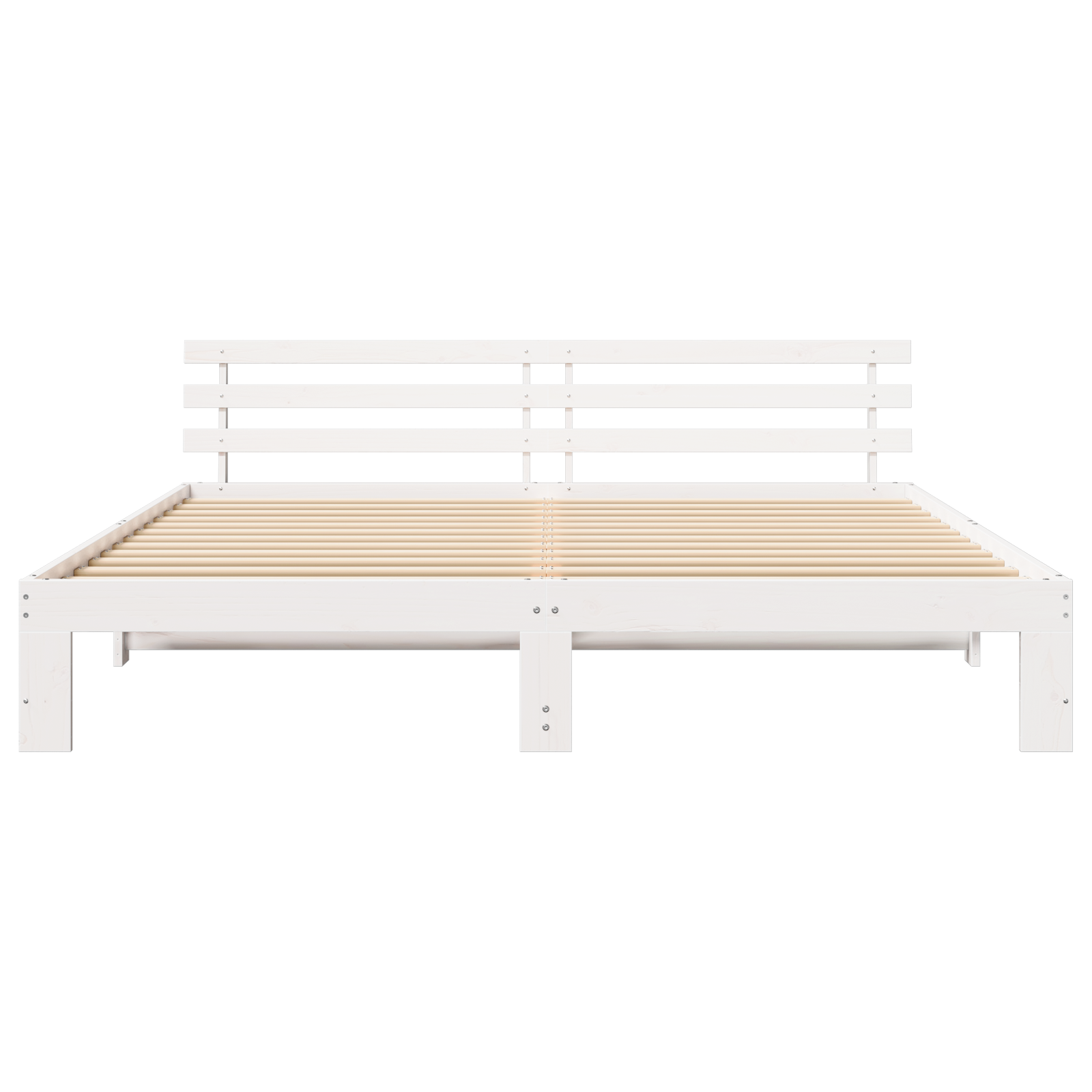 Cadre de Lit Blanc Bois massif 200 x 200 cm Accoudoirs réglables