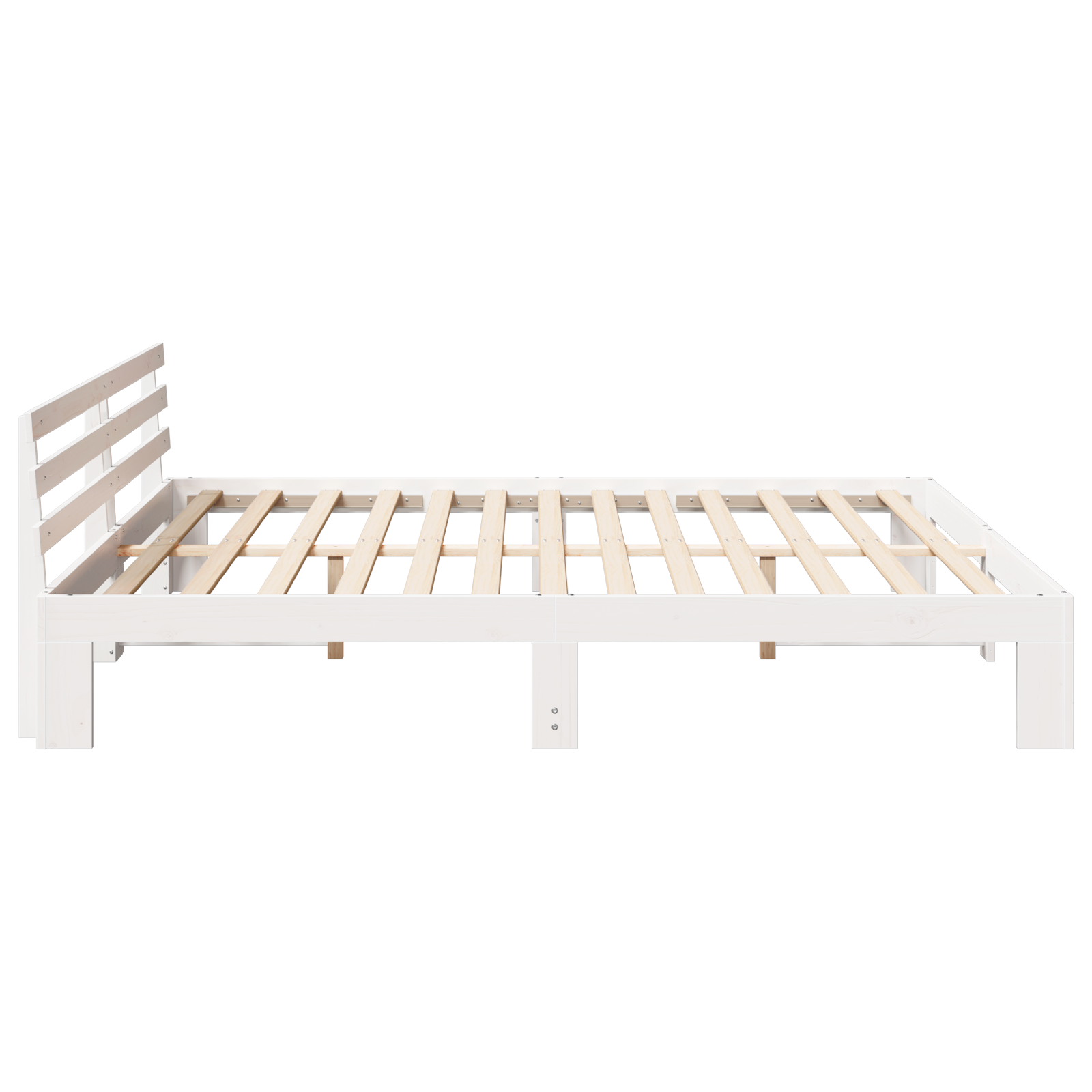 Cadre de Lit Blanc Bois massif 200 x 200 cm Accoudoirs réglables