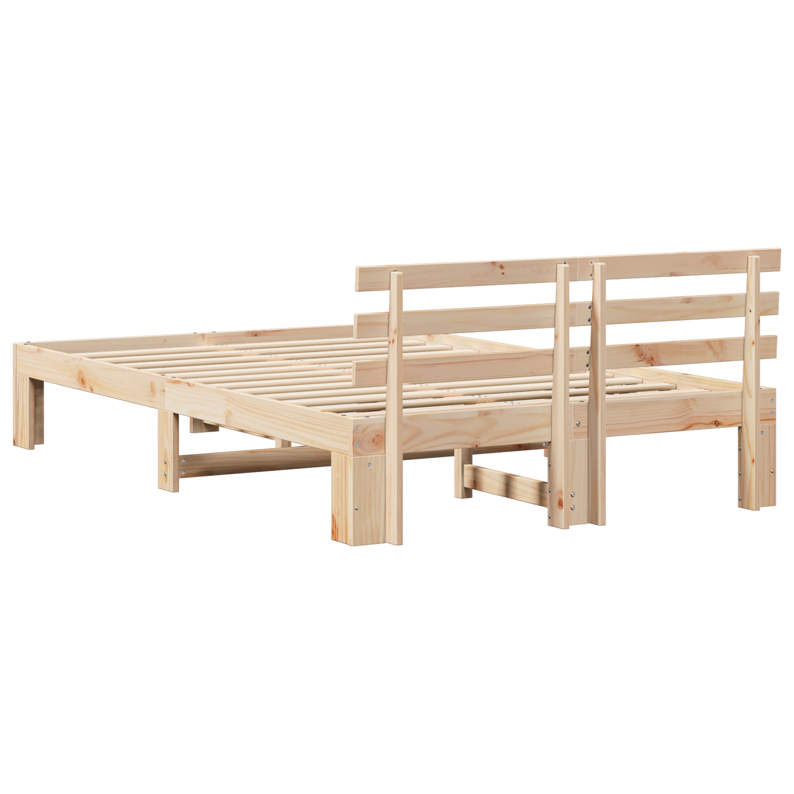 Cadre de lit en bois de pin Naturel Bois de pin massif 120 x 200 cm
