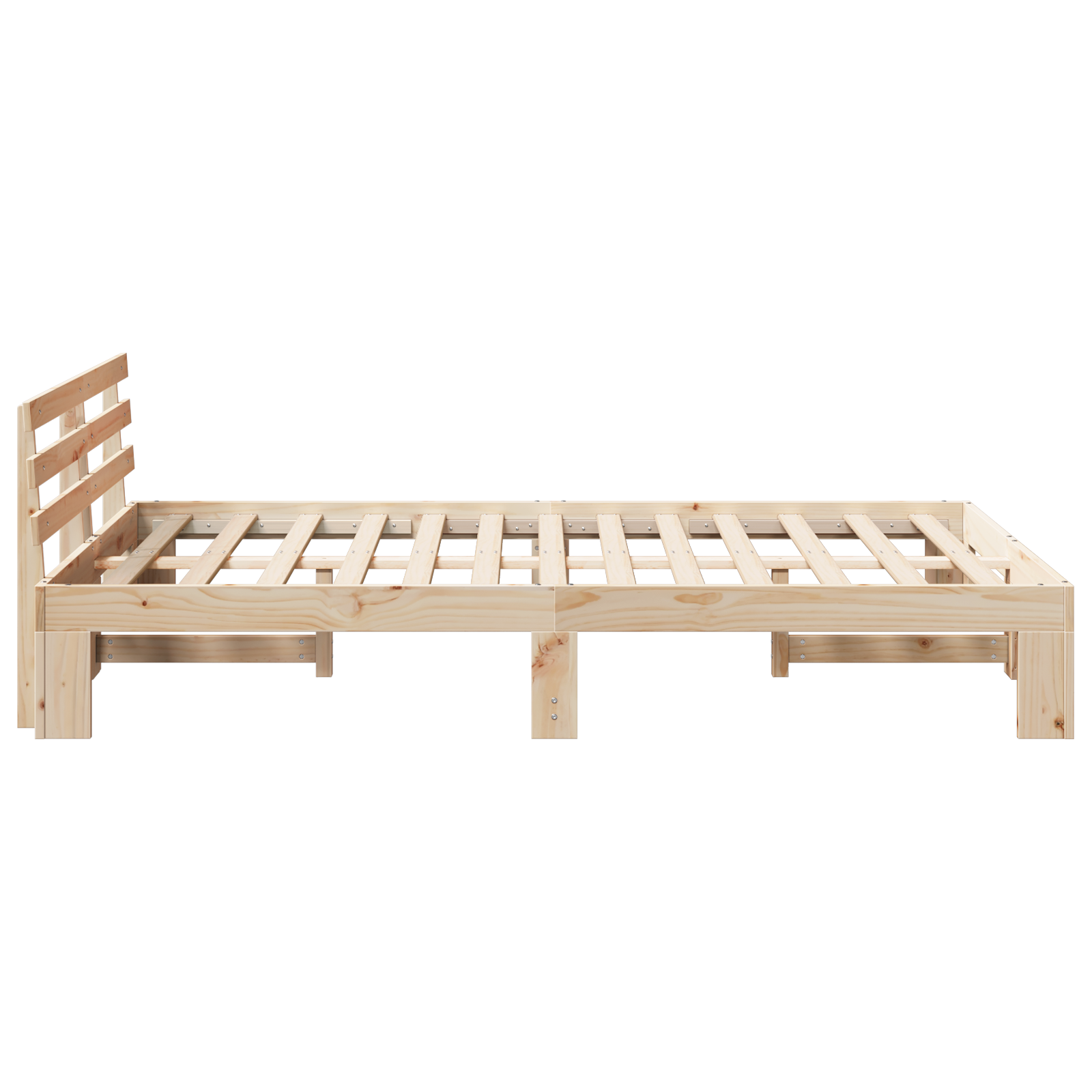 Cadre de lit en bois de pin Naturel Bois de pin massif 120 x 200 cm