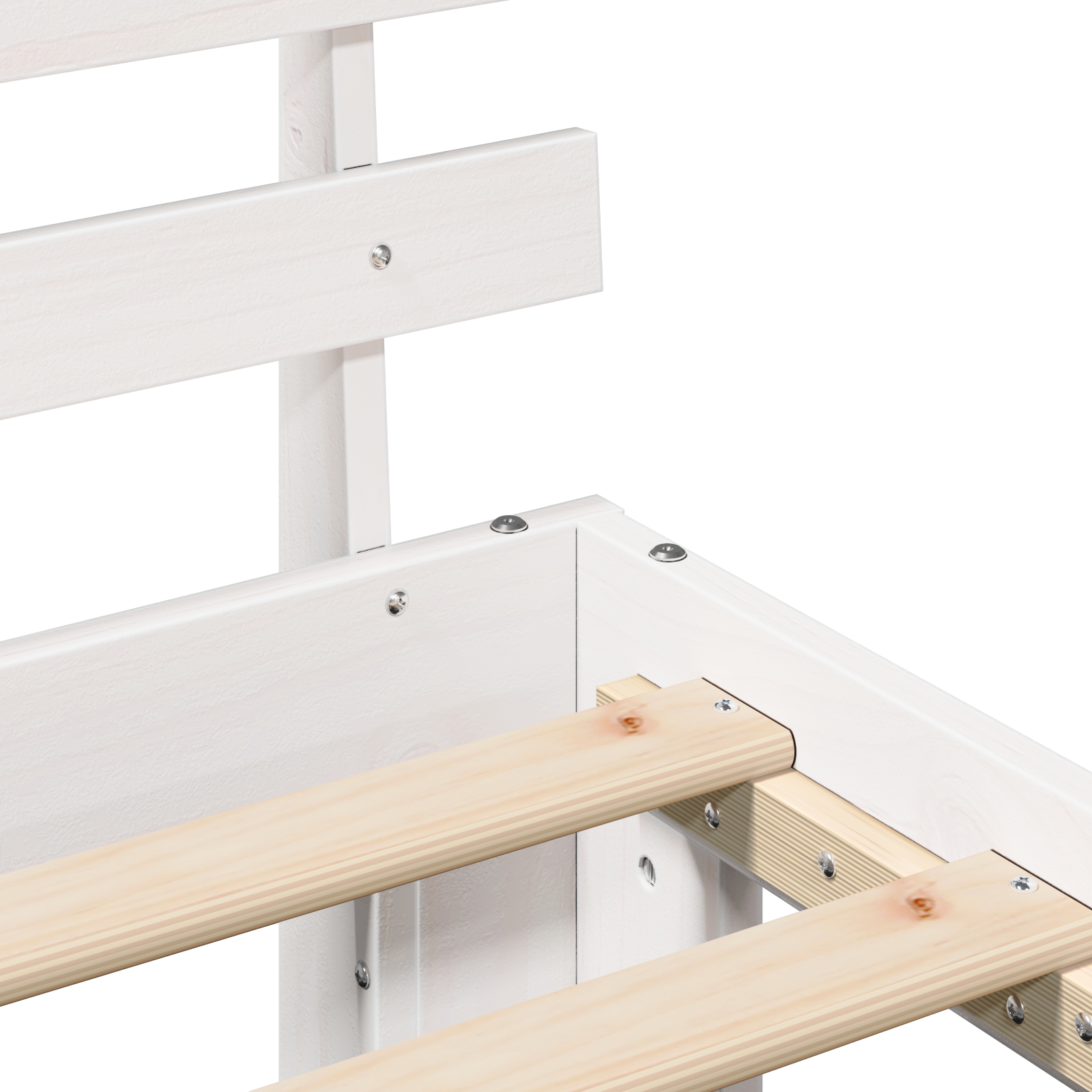 Cadre de lit en bois de pin blanc Blanc Bois massif 90 x 200 cm