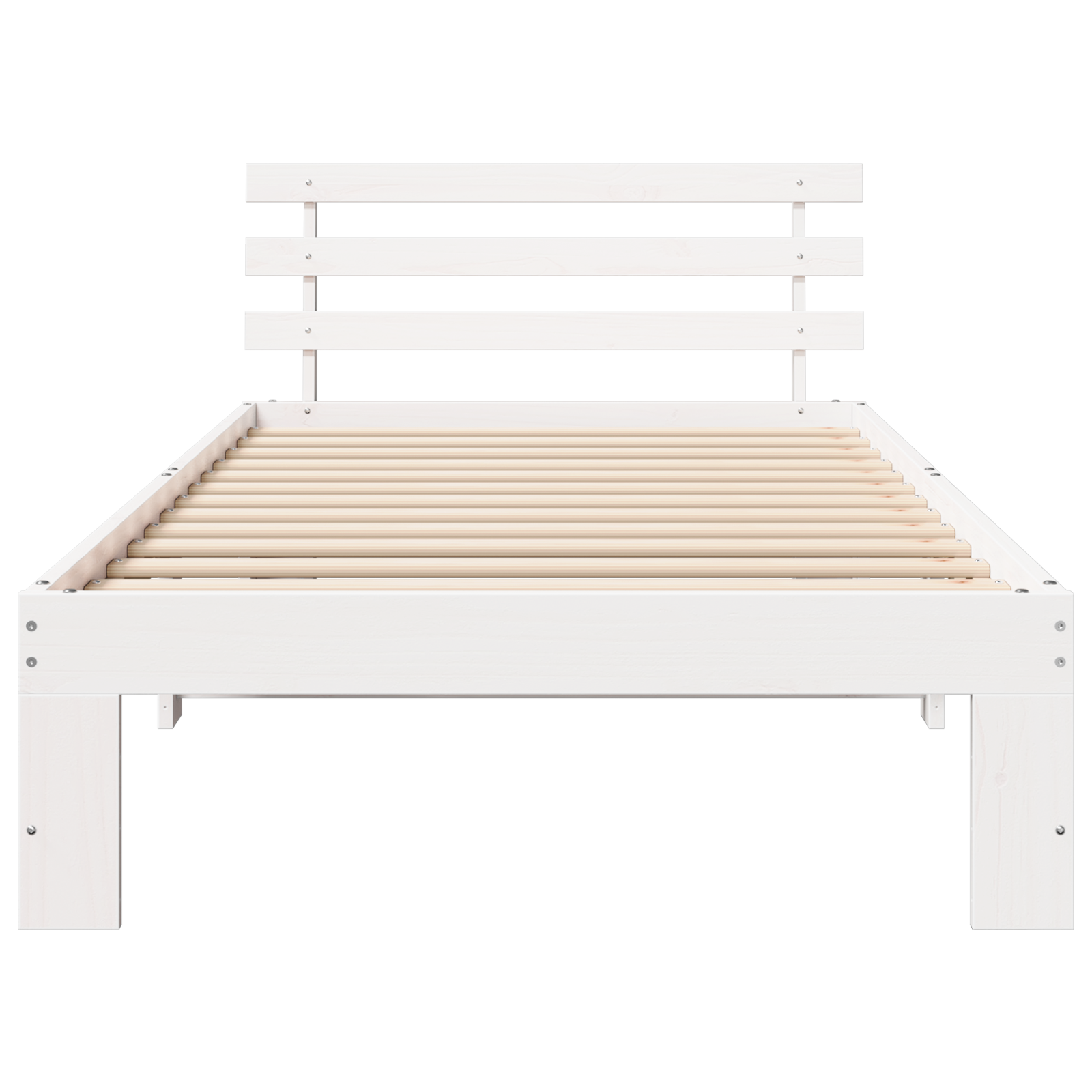 Cadre de lit en bois de pin blanc Blanc Bois massif 90 x 200 cm