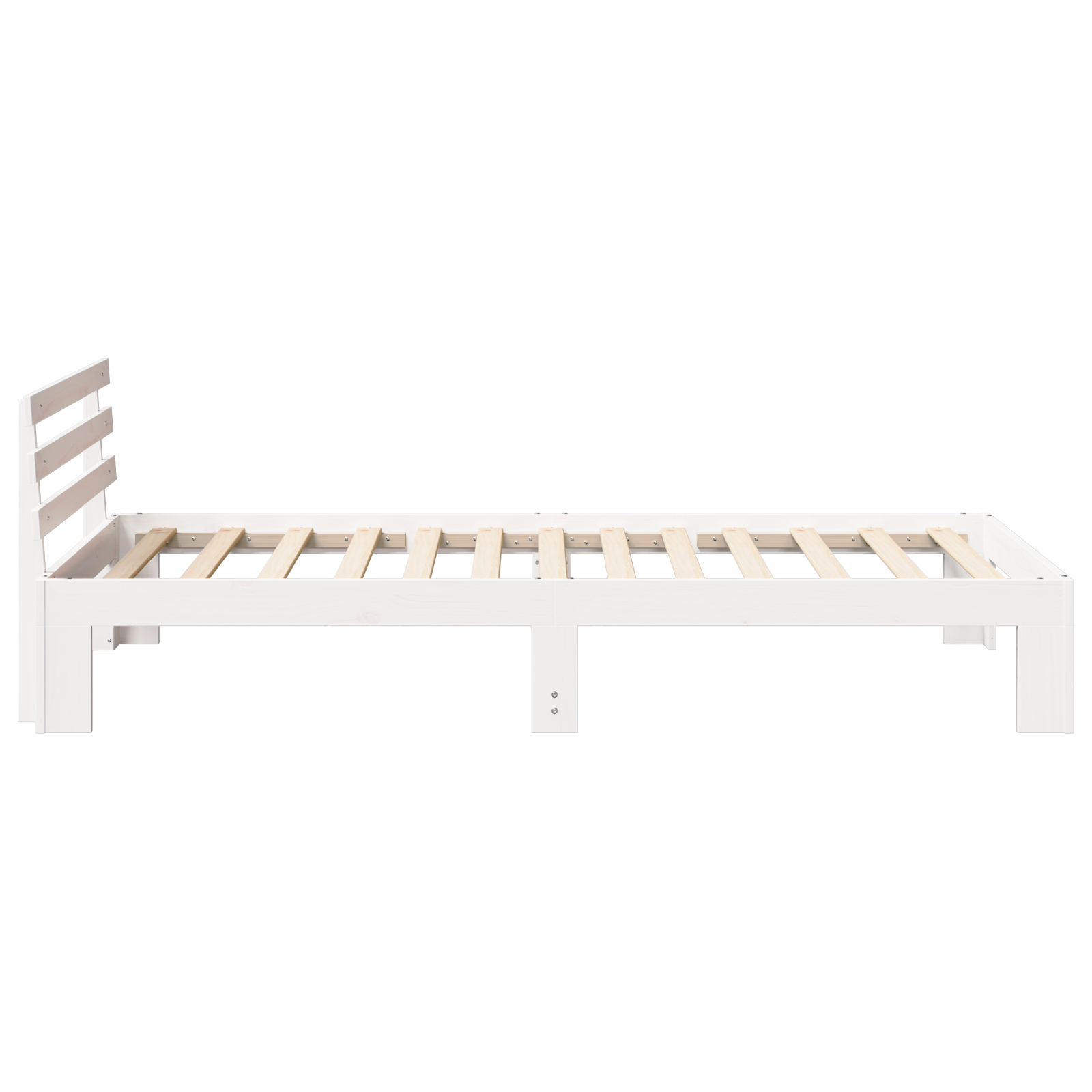 Cadre de lit en bois de pin blanc Blanc Bois massif 90 x 200 cm