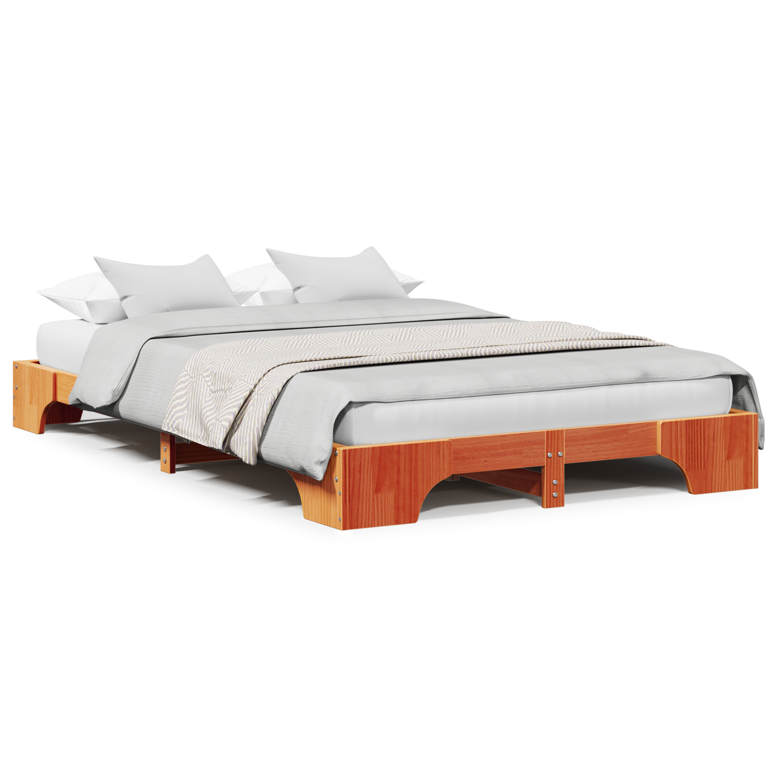 Cadre de Lit Marron Ciré Bois Massif 120 x 190 cm Robuste