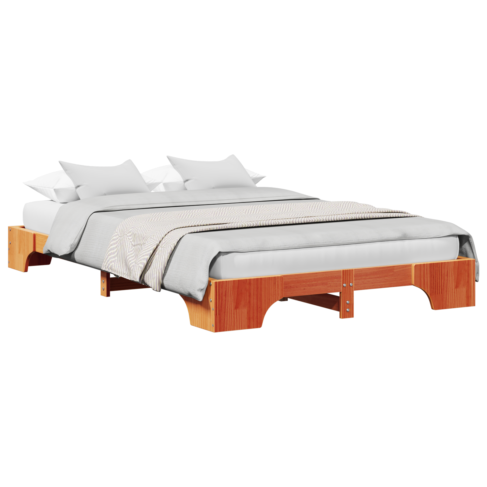 Cadre de Lit Marron Ciré Bois Massif 120 x 190 cm Robuste