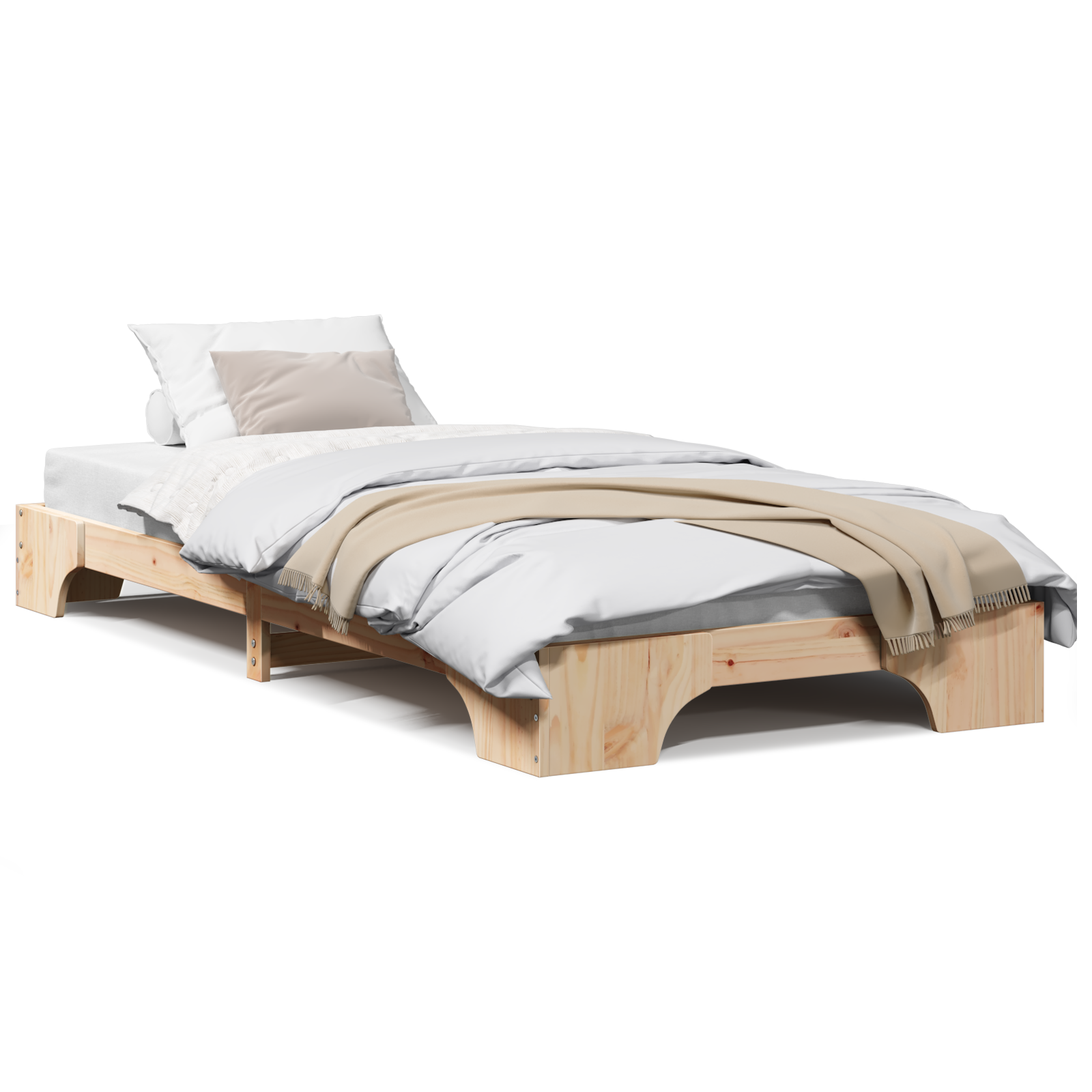 Cadre de lit Naturel Bois de pin massif 80 x 200 cm Durable