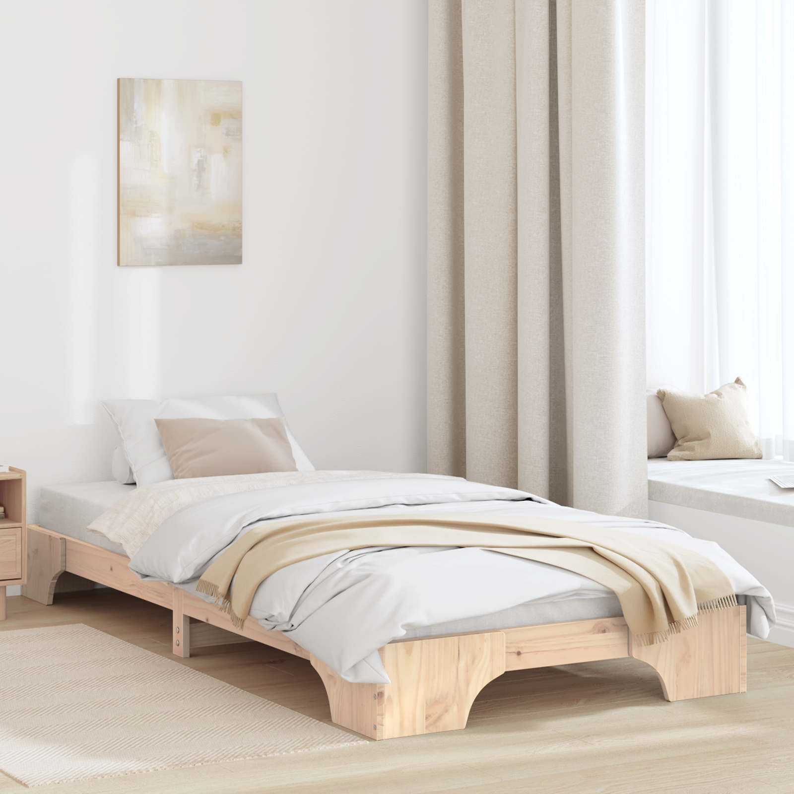 Cadre de lit Naturel Bois de pin massif 80 x 200 cm Durable