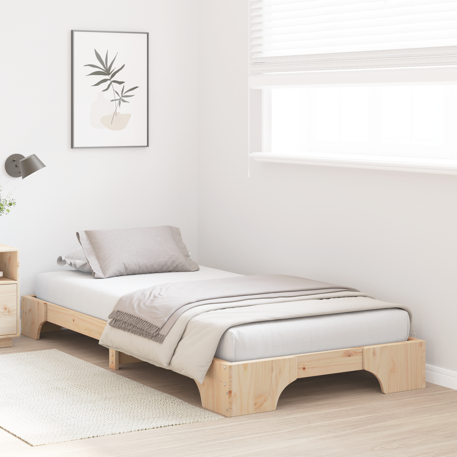Cadre de lit Naturel Bois de pin massif 80 x 200 cm Durable