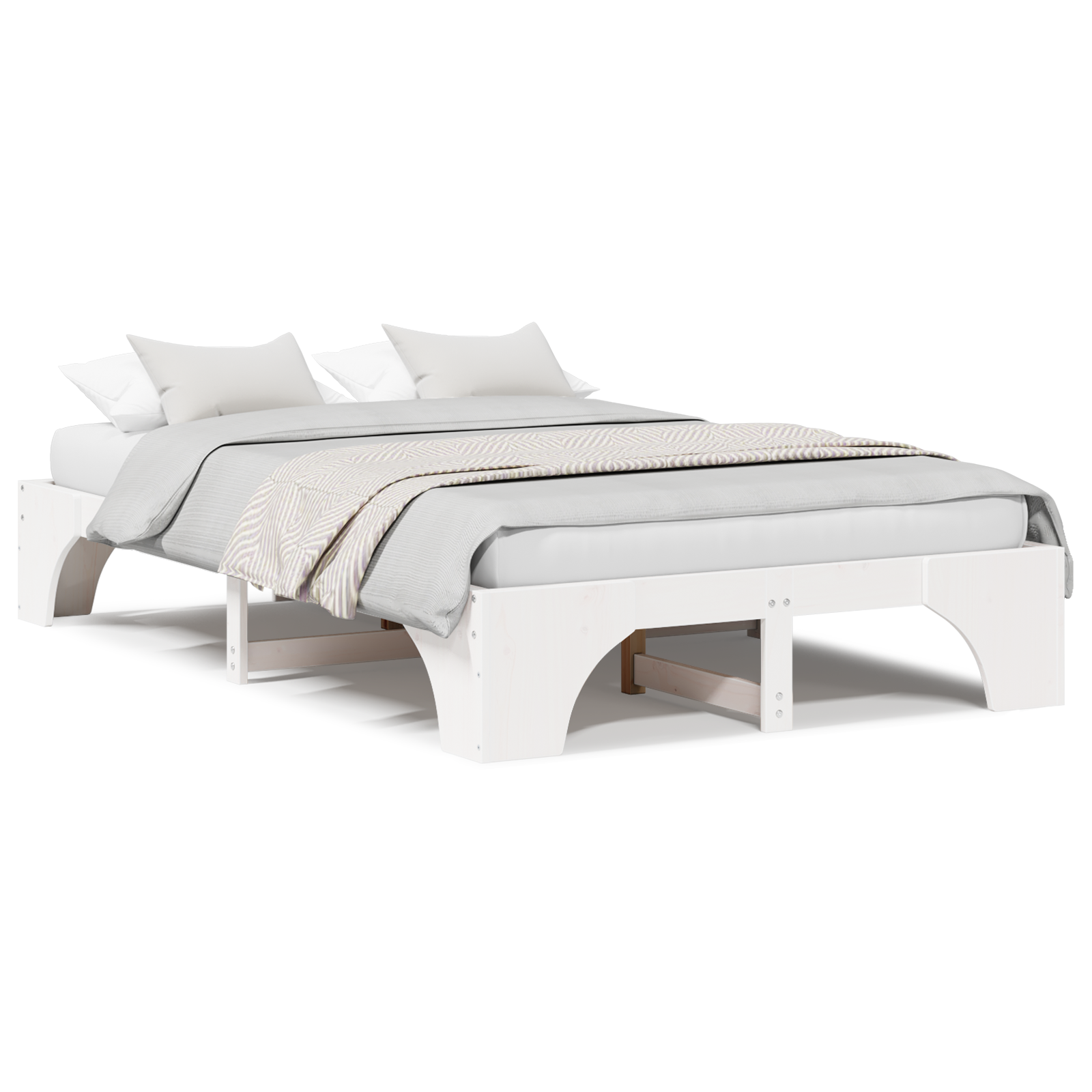 Cadre de lit Blanc Bois massif 120 x 190 cm Cadre de lit
