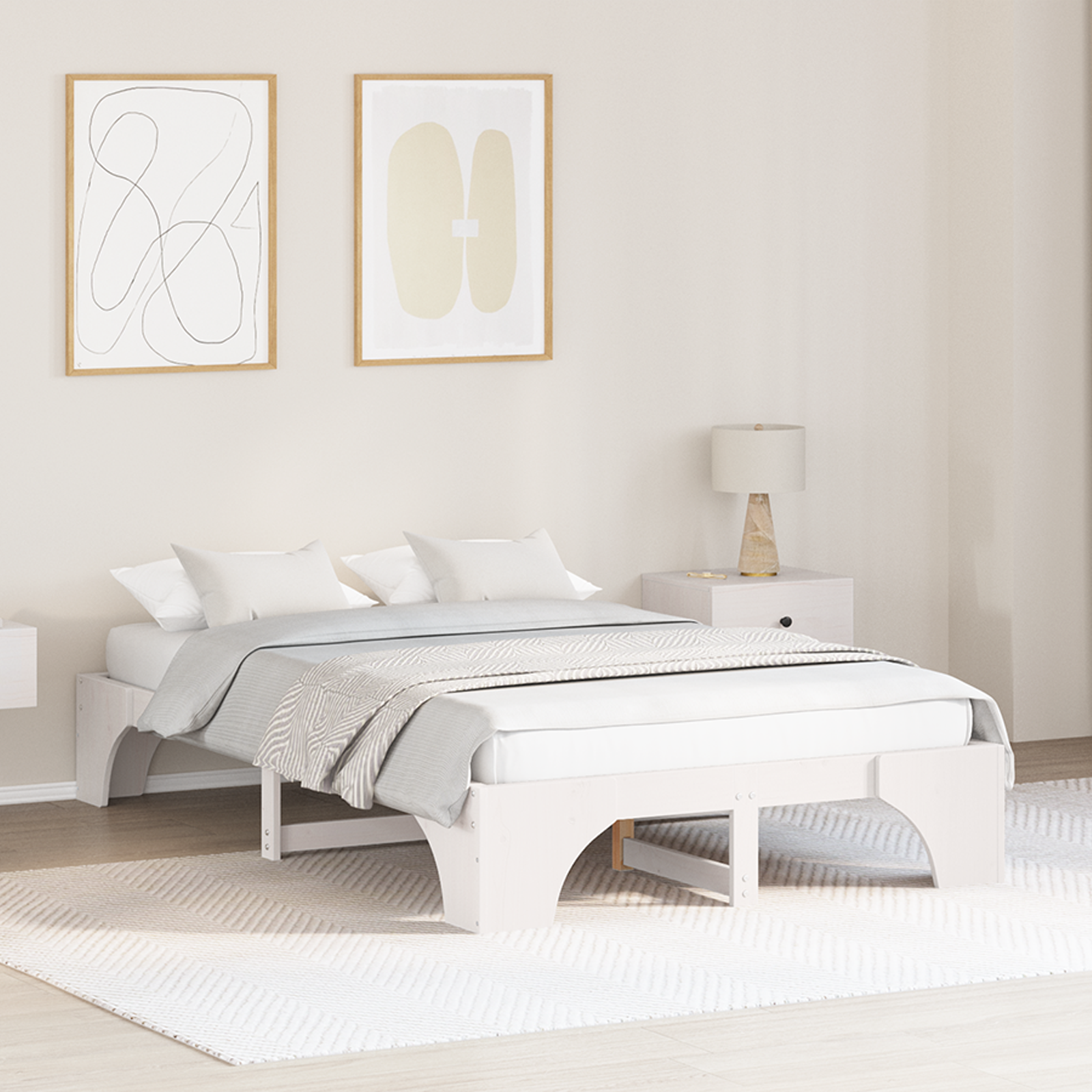 Cadre de lit Blanc Bois massif 120 x 190 cm Cadre de lit