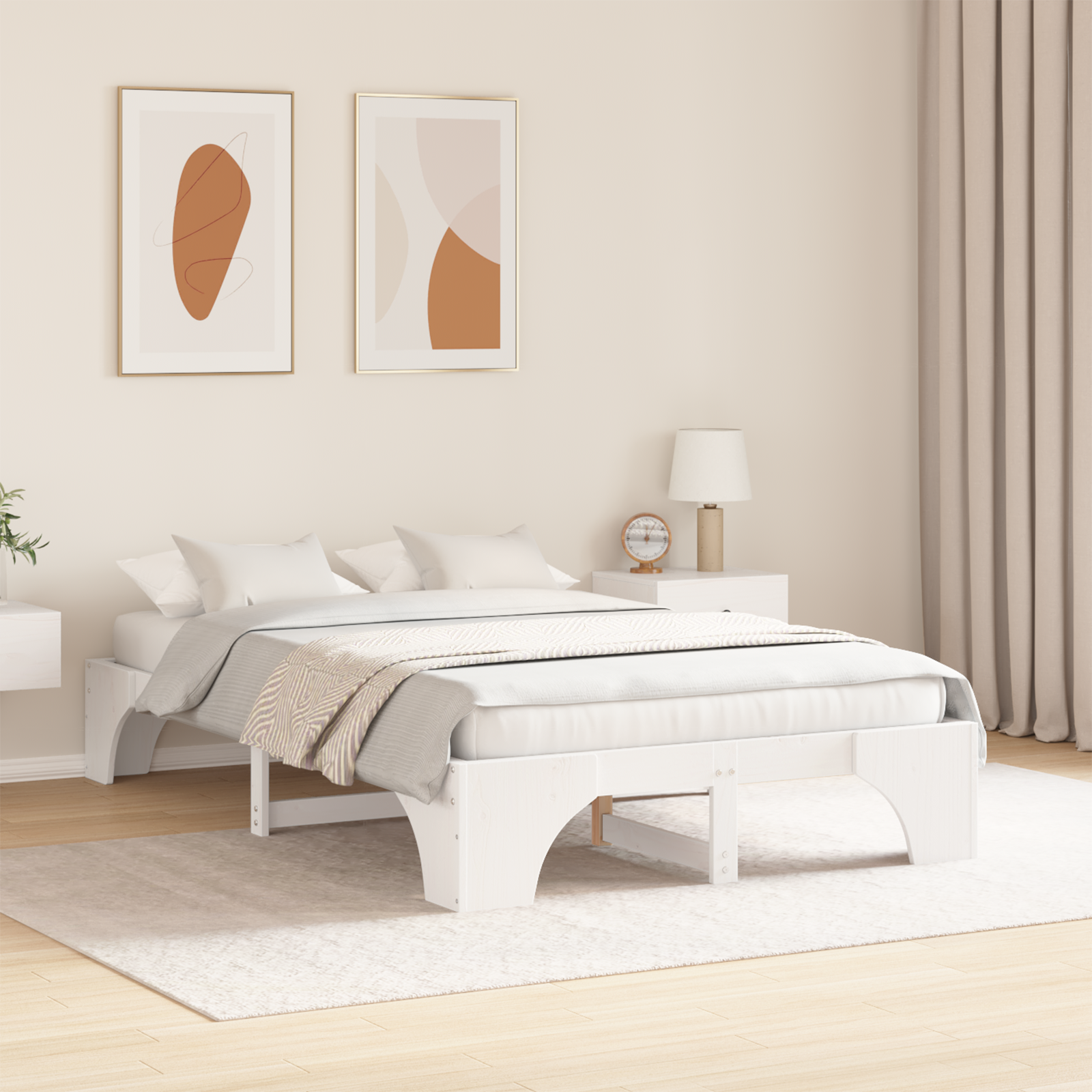 Cadre de lit Blanc Bois massif 120 x 190 cm Cadre de lit