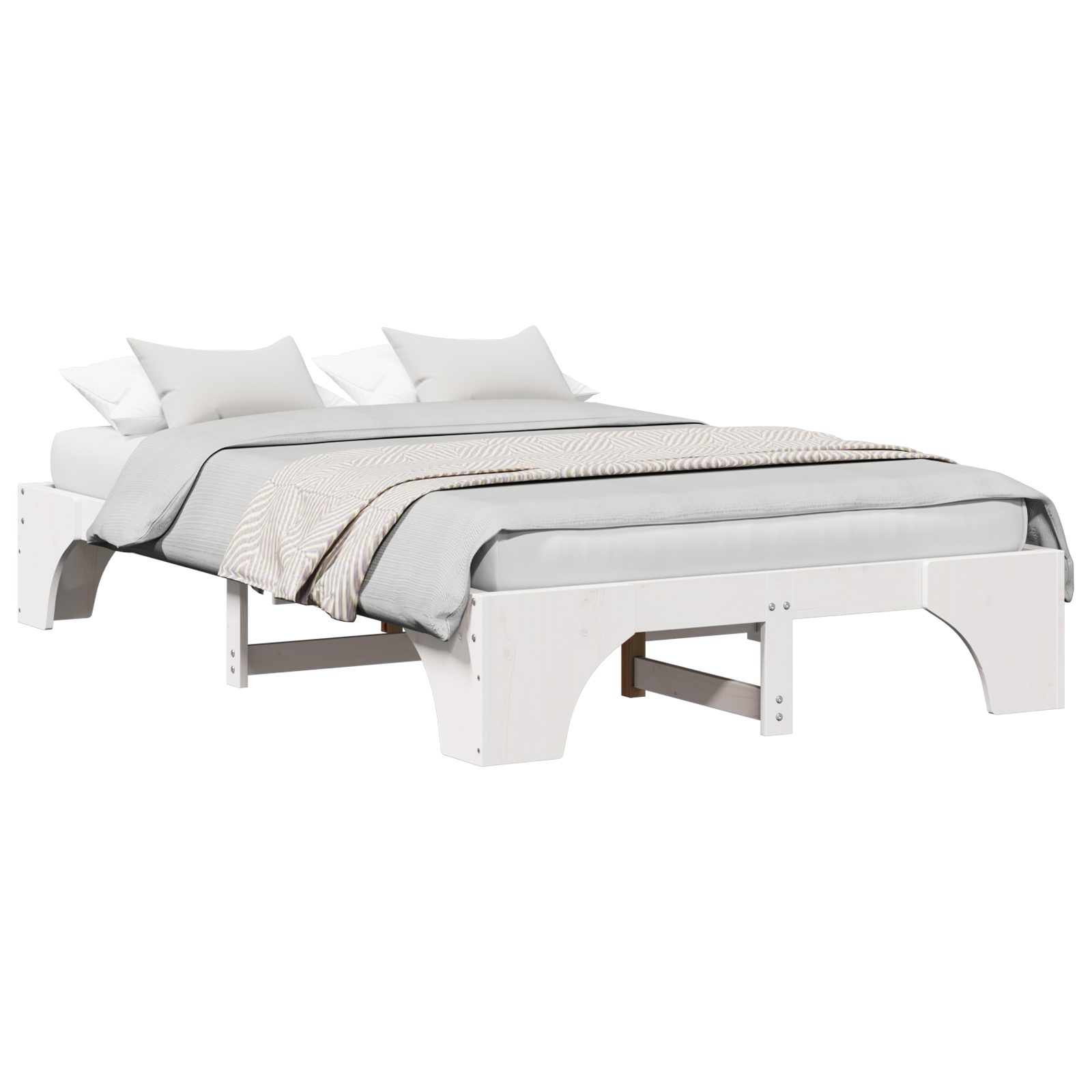 Cadre de lit Blanc Bois massif 120 x 190 cm Cadre de lit