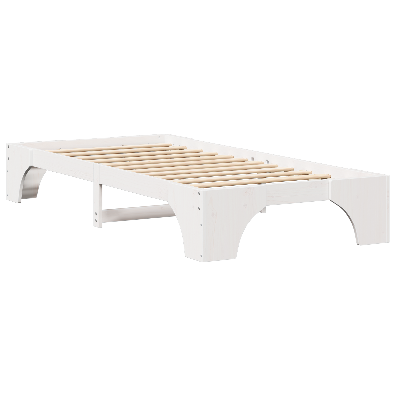 Cadre de Lit Blanc Bois 90 x 200 cm Durable Cadre de Lit Blanc