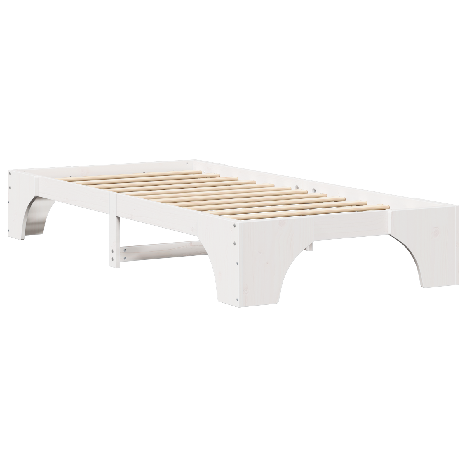 Cadre de Lit Blanc Bois 90 x 200 cm Durable Cadre de Lit Blanc