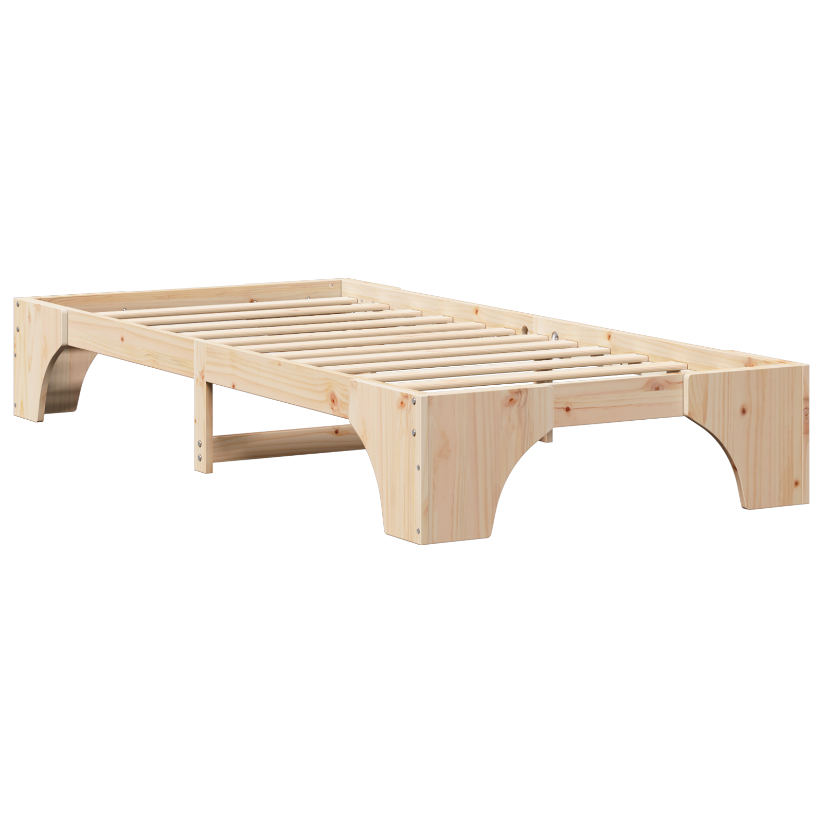 Cadre de Lit Bois Naturel Bois de Pin Massif Simple Durable