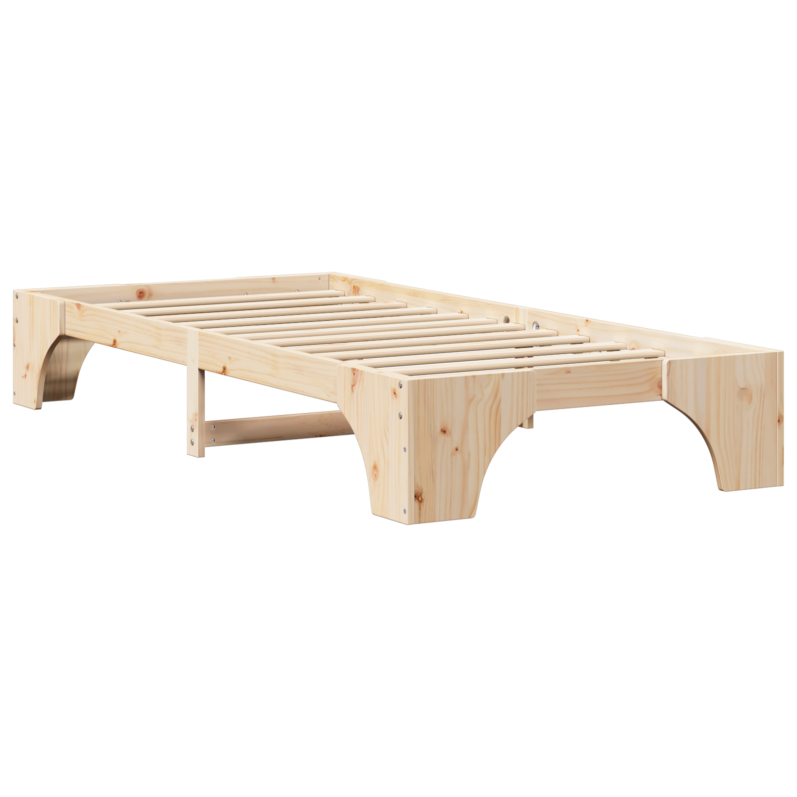 Cadre de Lit Bois Naturel Bois de Pin Massif Simple Durable