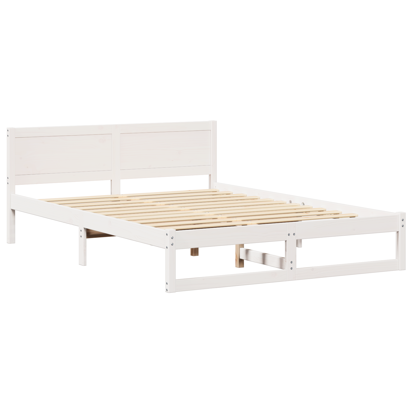 Cadre de Lit Blanc Bois de pin massif 140 x 200 cm Cadre de Lit