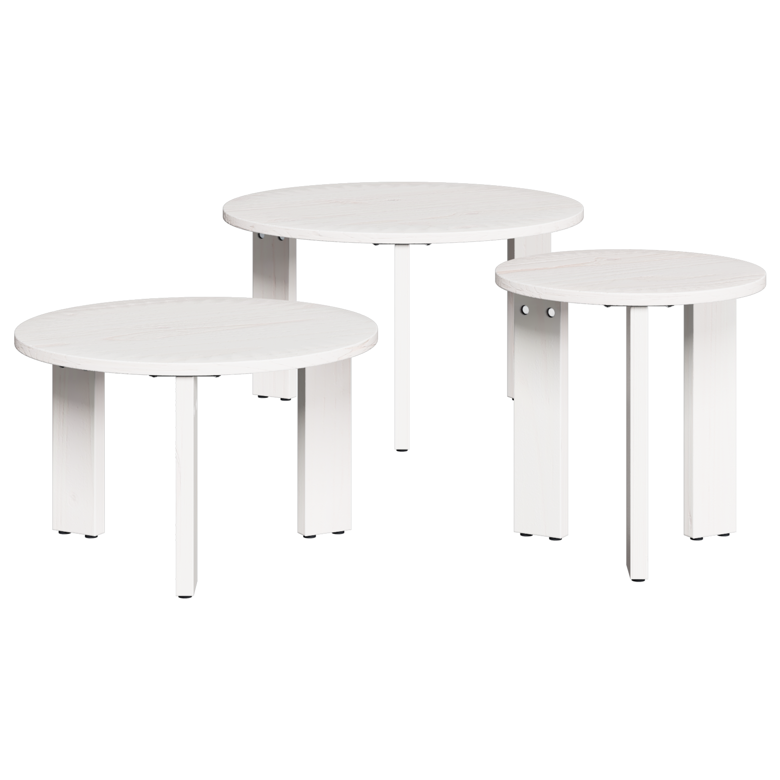 Table basse 3 pcs Blanc 47,5 x 47,5 x 27 cm Bois massif en pin - XIOS