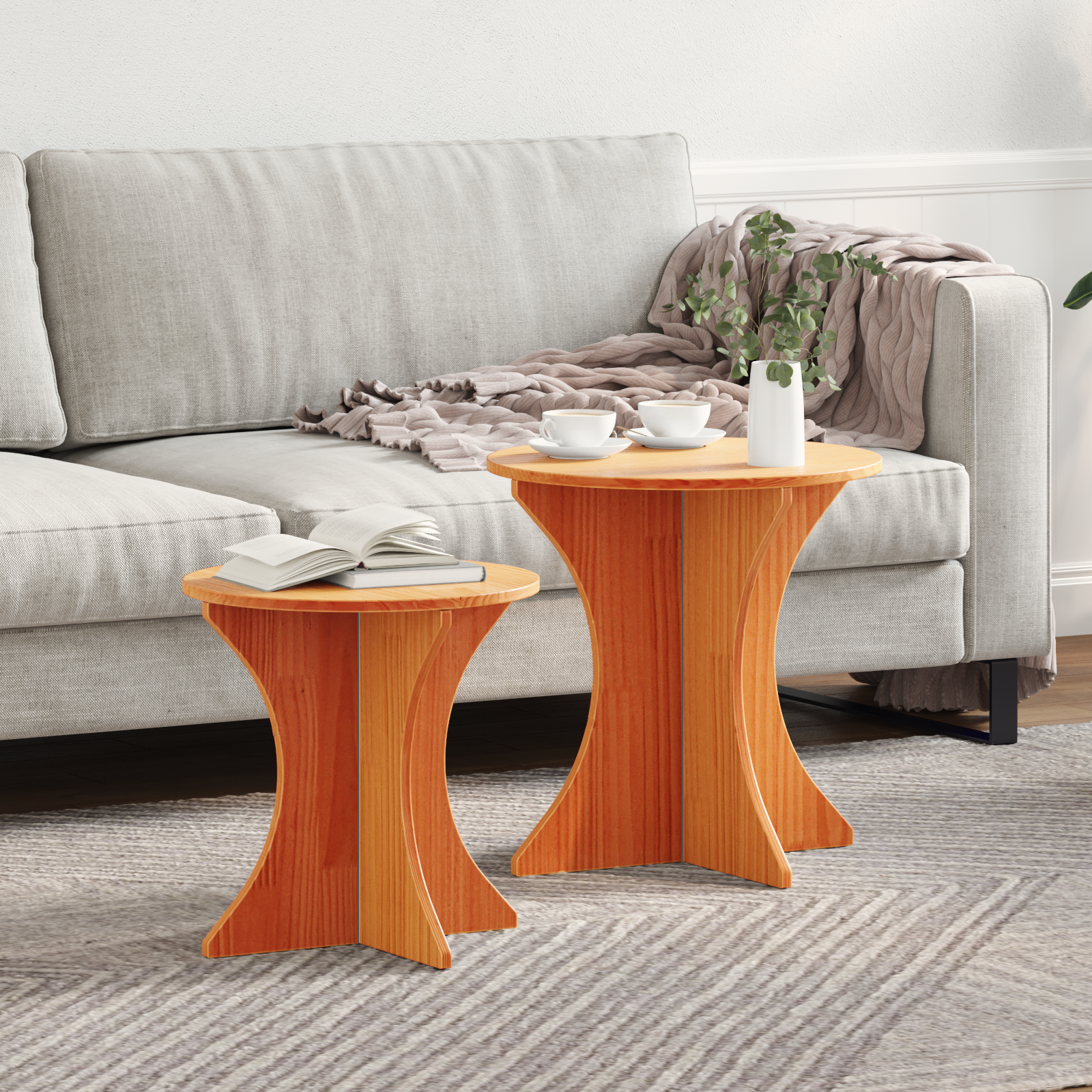 Table basse 2 pcs Marron cire 46 x 46 x 47 cm - XIOS