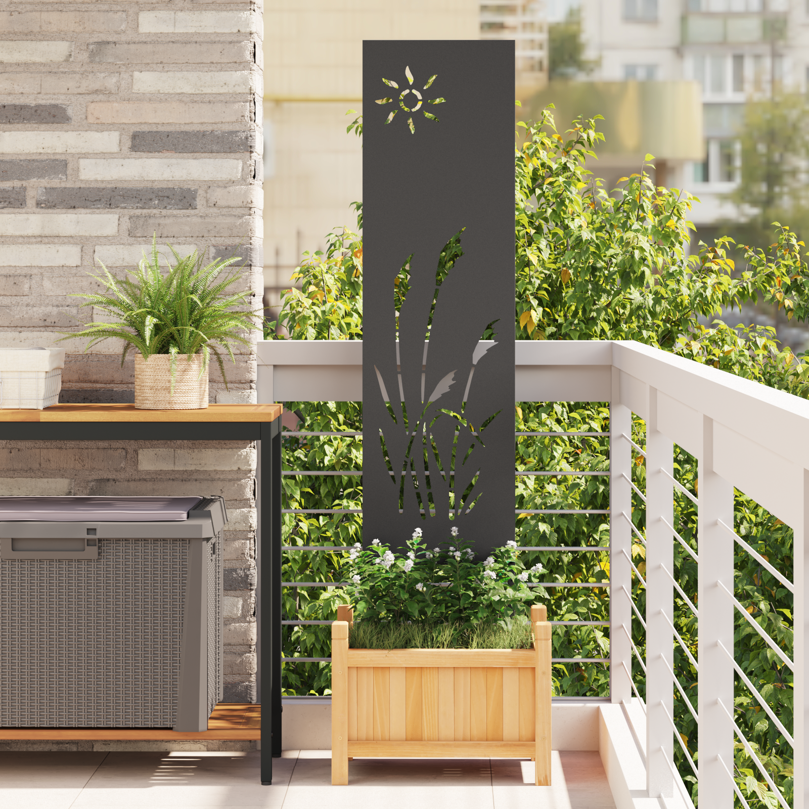 Écran de confidentialité de jardin Fretwork Noir 32 x 140 cm - XIOS