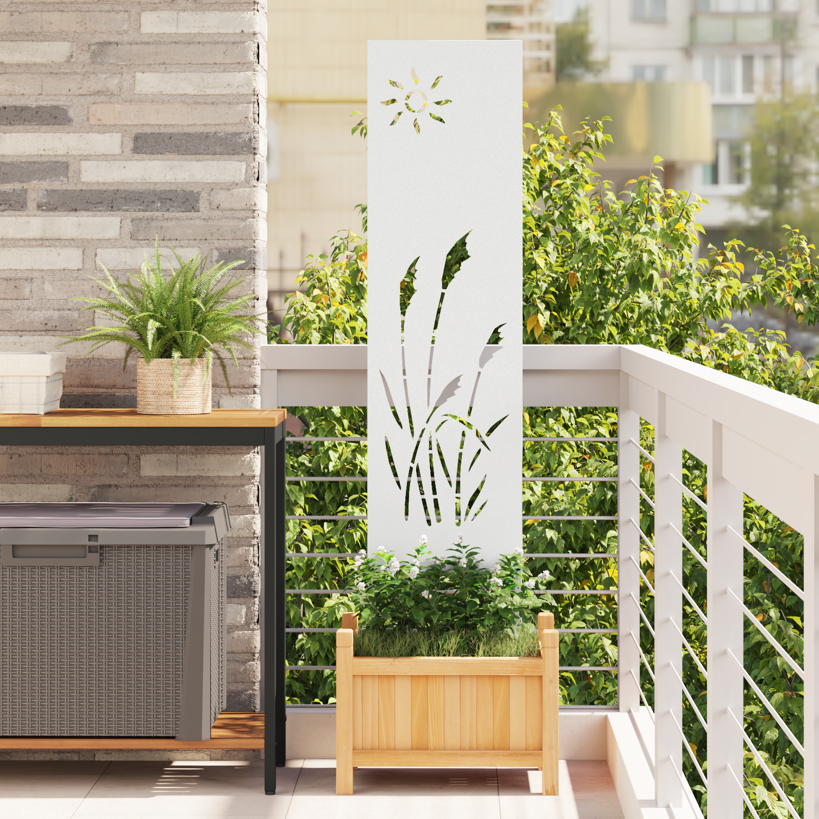 Écran de confidentialité de jardin Fretwork Blanc 32 x 140 cm - XIOS