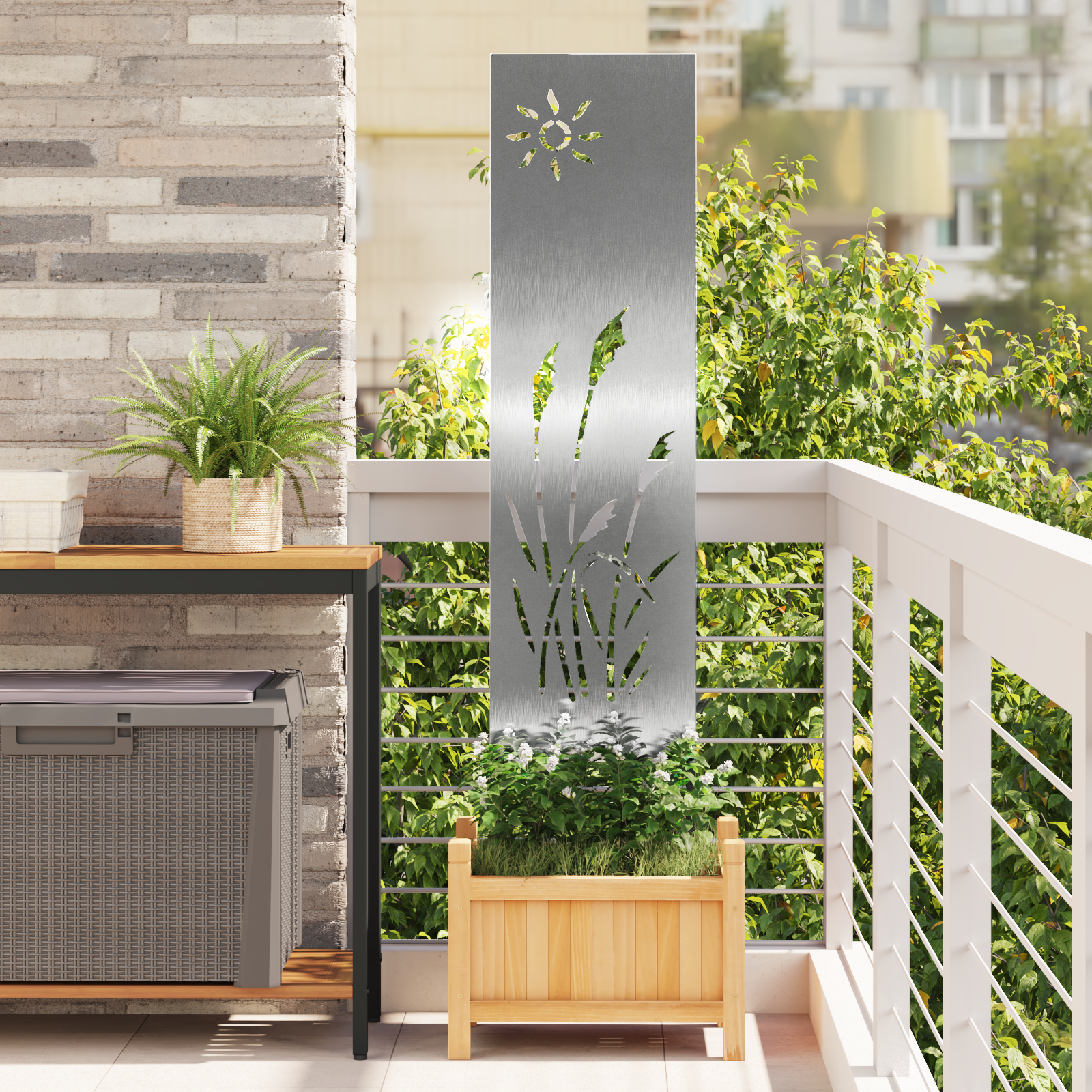Écran de confidentialité de jardin Fretwork Argent 32 x 140 cm - XIOS