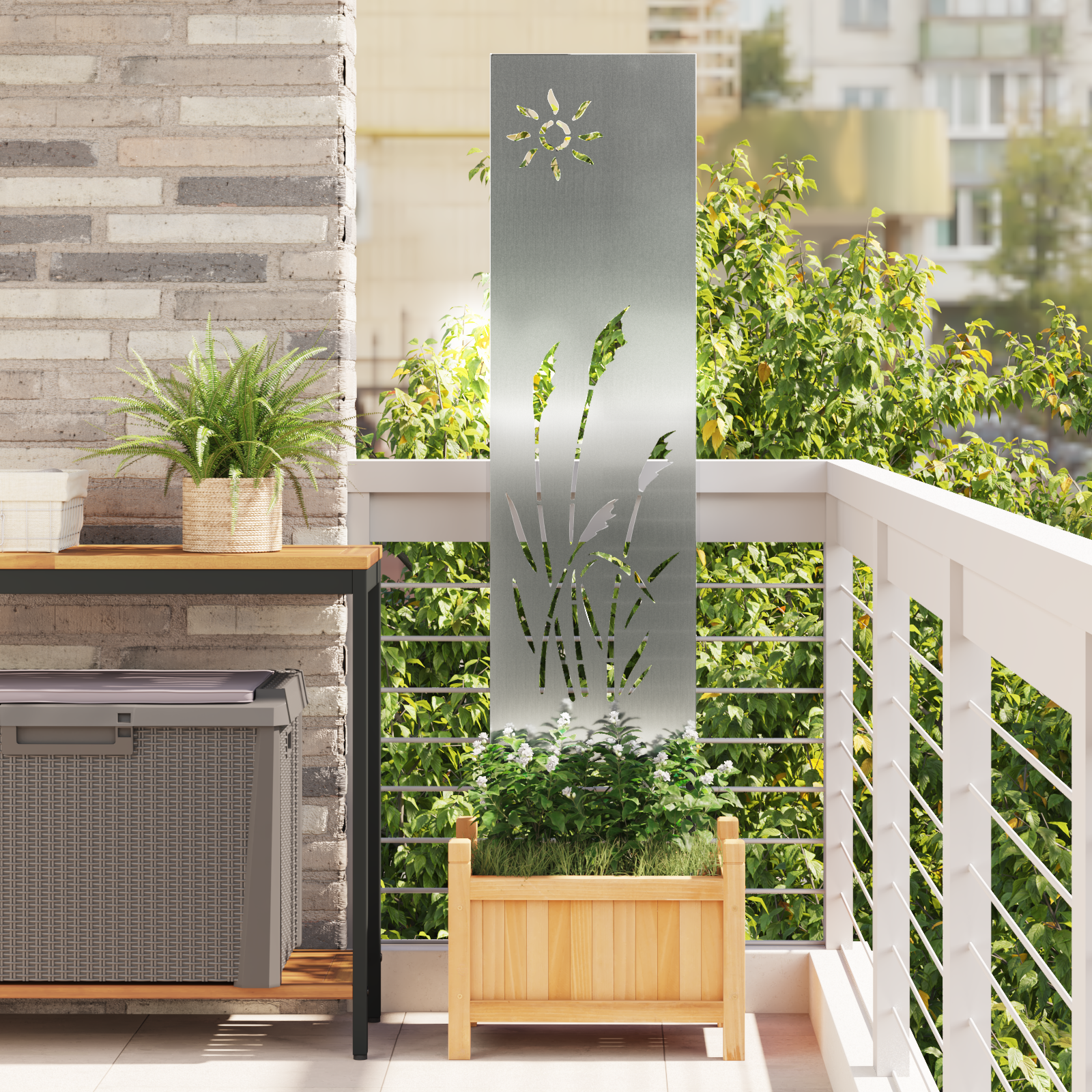 Panneau décoratif de jardin Argent 32 x 140 cm Acier galvanisé - XIOS