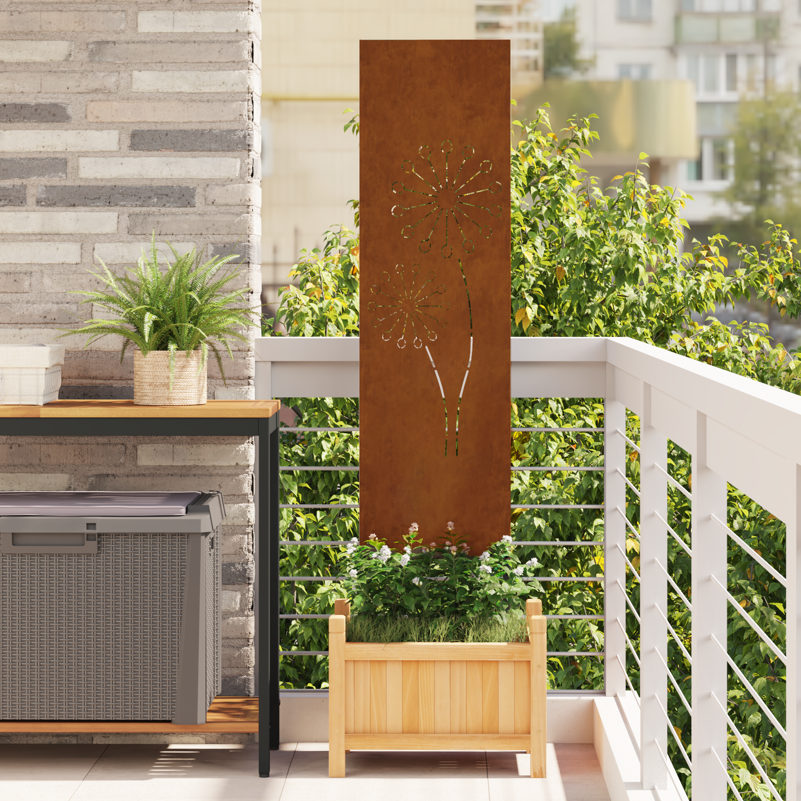Écran de confidentialité de jardin Fretwork Rouillé 32 x 140 cm - XIOS