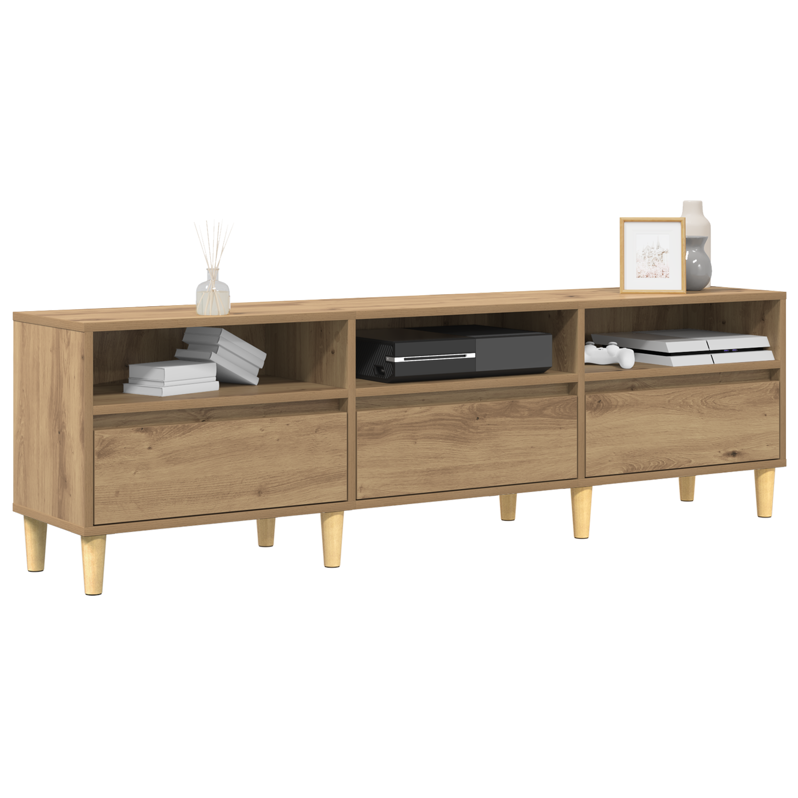 Meuble TV Chêne artisanal 150 x 30 x 45 cm Bois d'ingénierie - XIOS