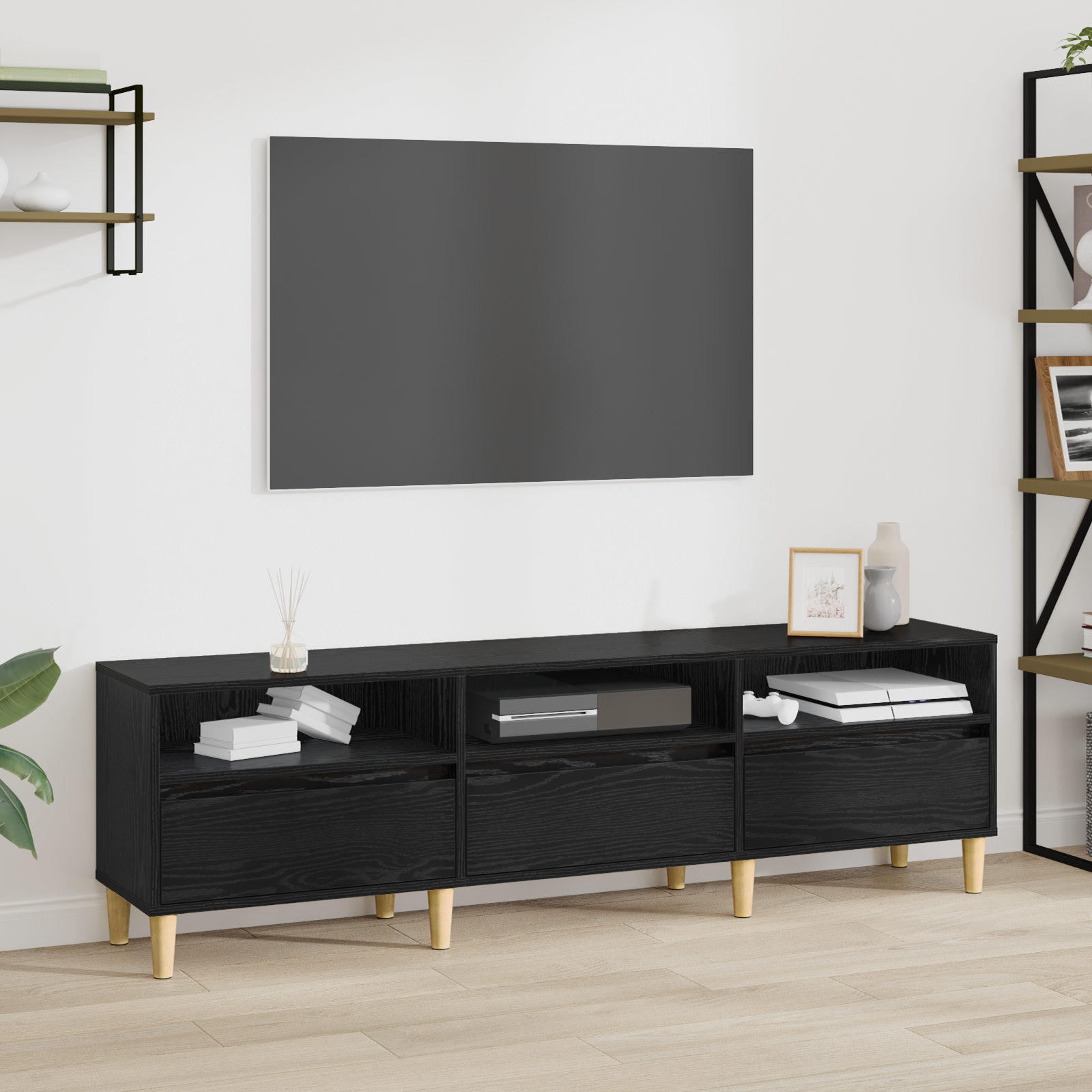 Meuble TV Chêne noir 150 x 30 x 45 cm Bois d'ingénierie - XIOS