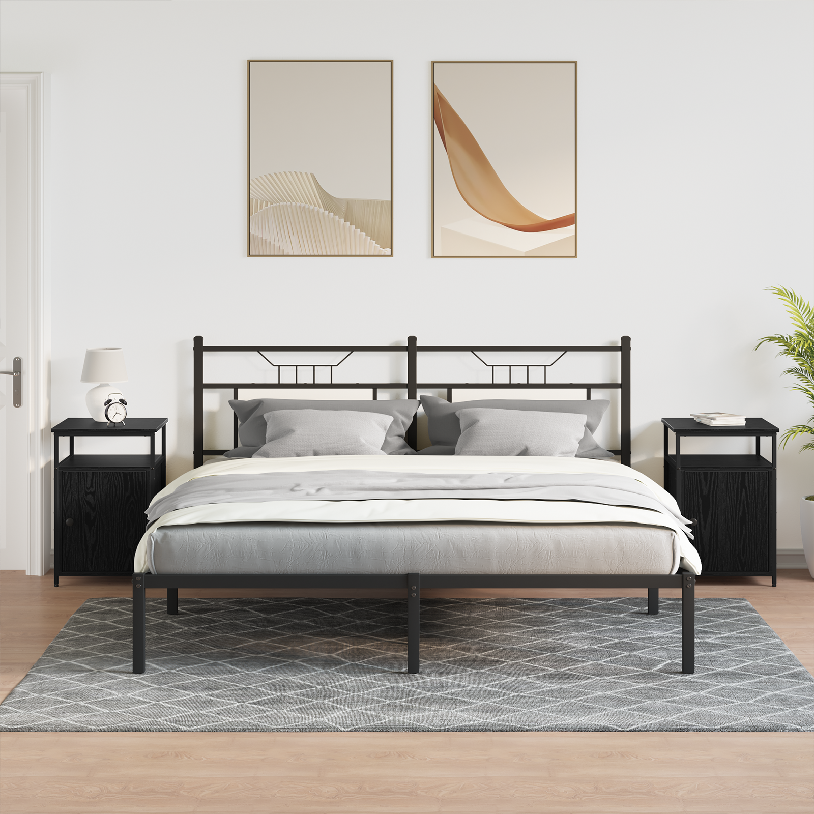 Cabinet de chevet 2 pcs Chêne noir Bois d'ingénierie - XIOS