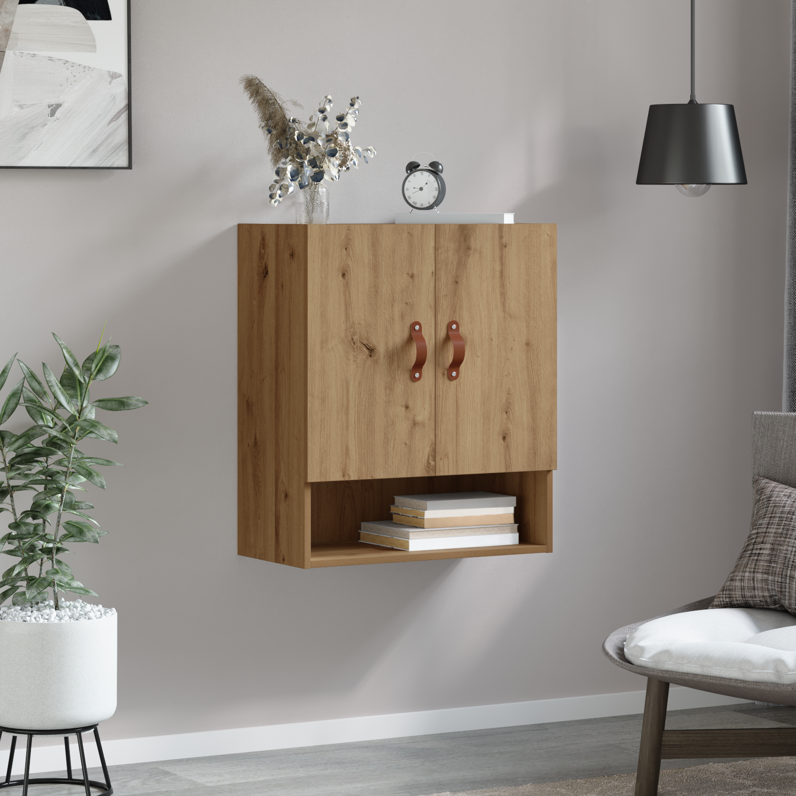 Meuble mural chêne artisanal 60 x 31 x 70 cm Bois d'ingénierie