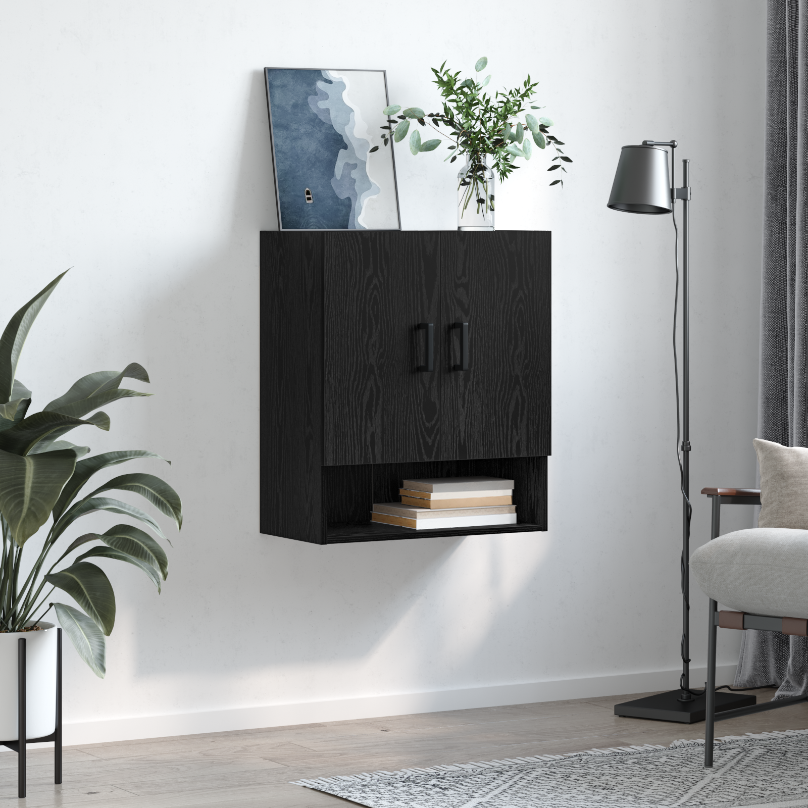 Meuble mural Chêne noir 60 x 31 x 70 cm Bois d'ingénierie