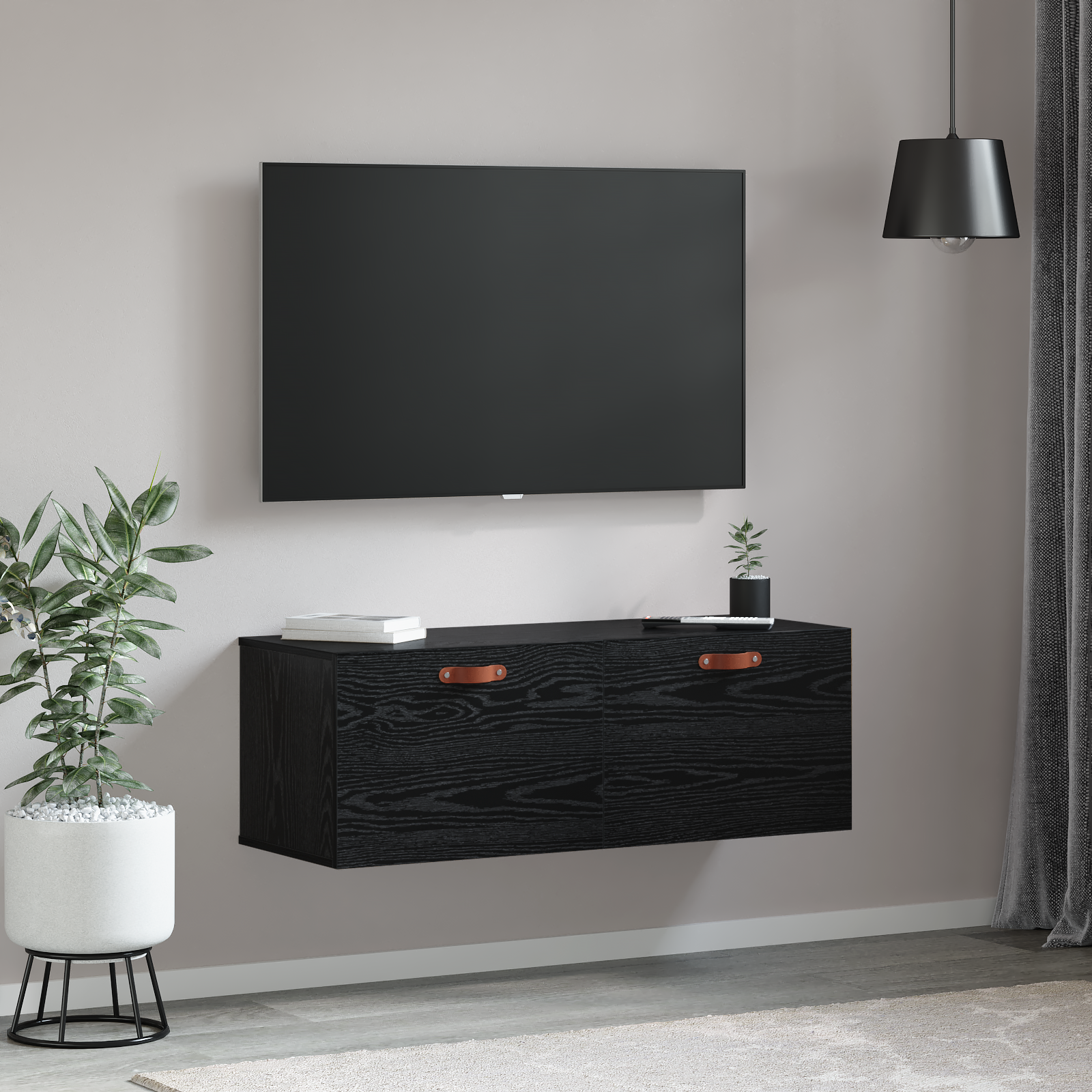Meuble mural Chêne noir 100 x 36.5 x 35 cm Bois d'ingénierie