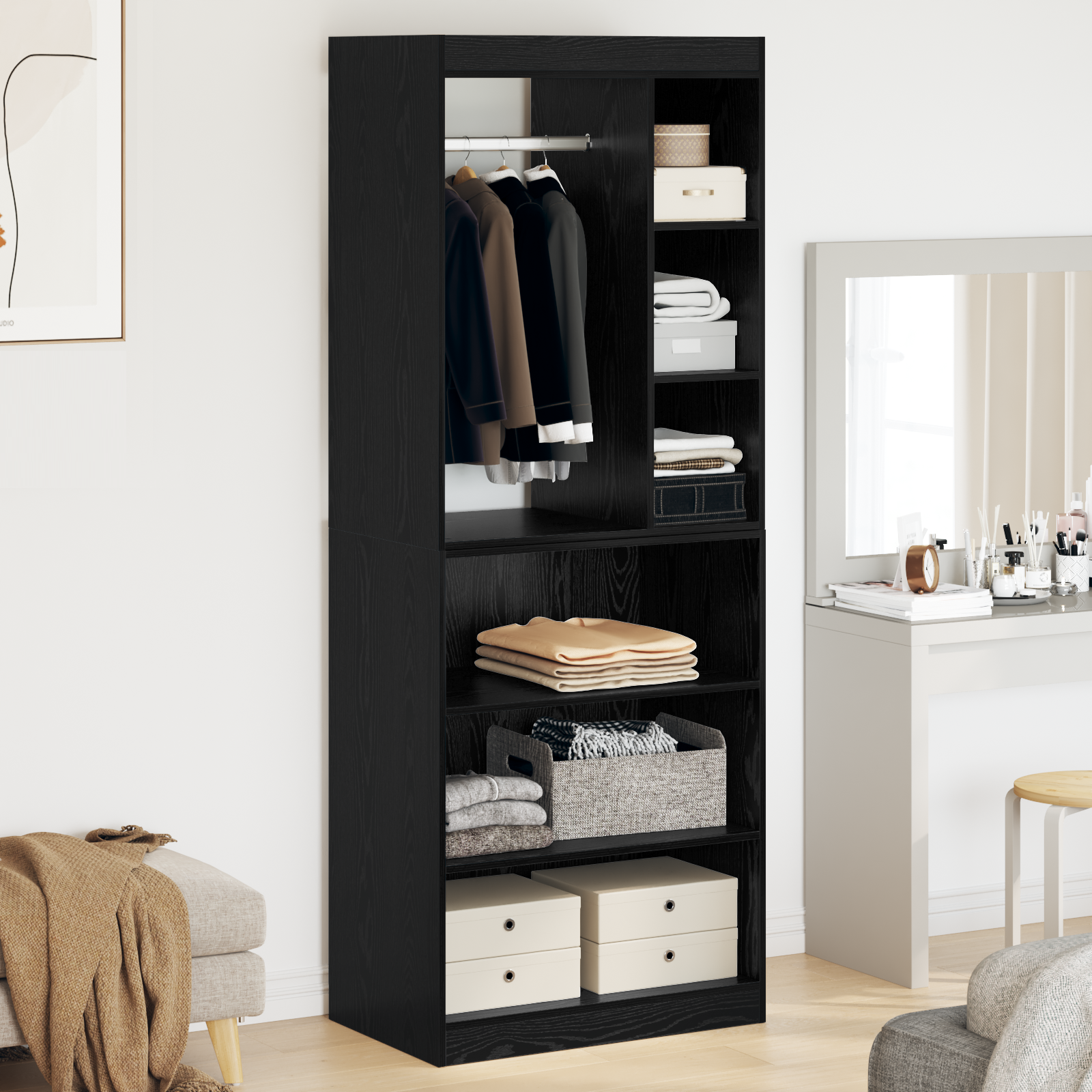 Armoire avec étagère avec stockage Chêne noir 77 x 48 x 102 cm - XIOS