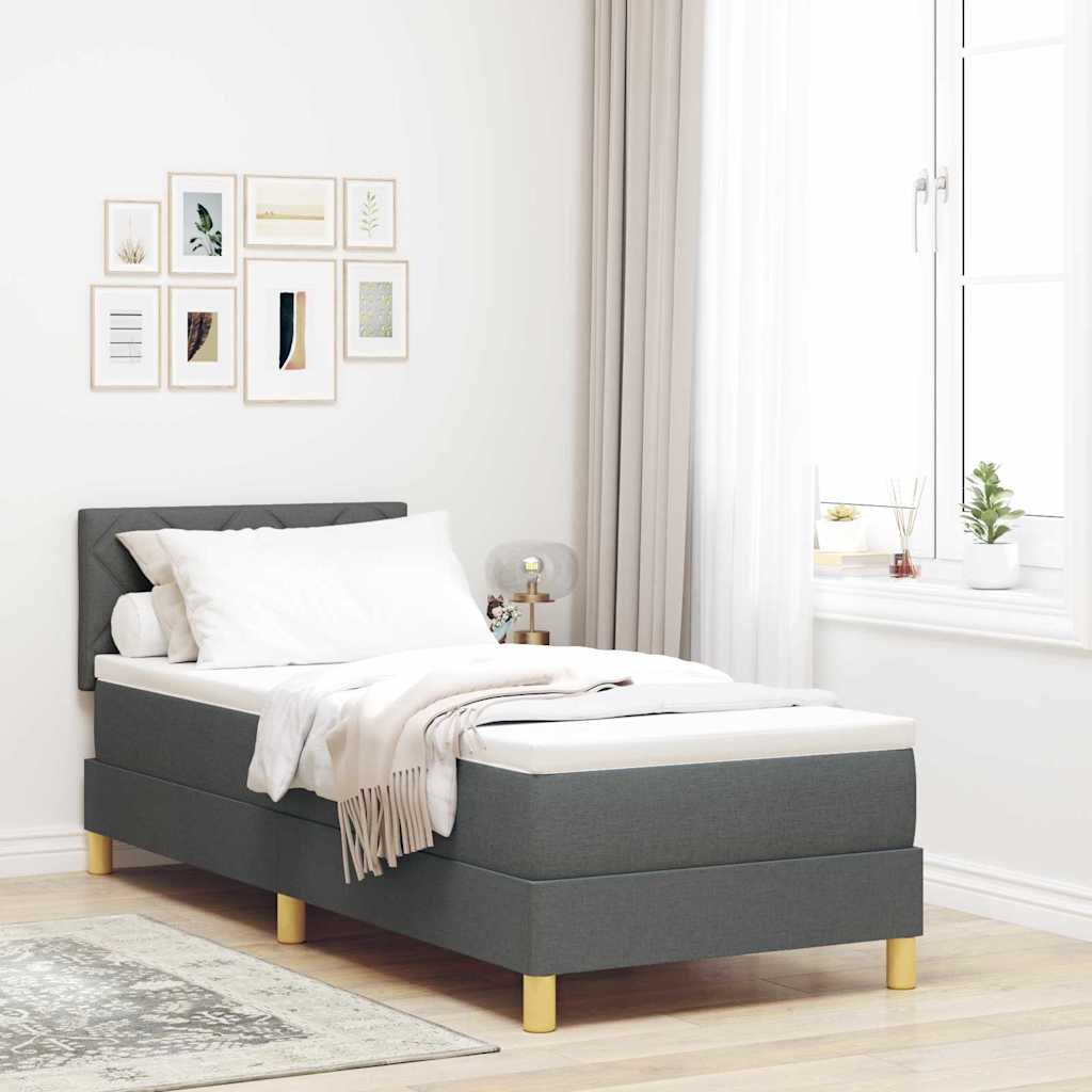Lit à ressorts avec coussin Gris foncé 80 x 200 cm tissu - XIOS