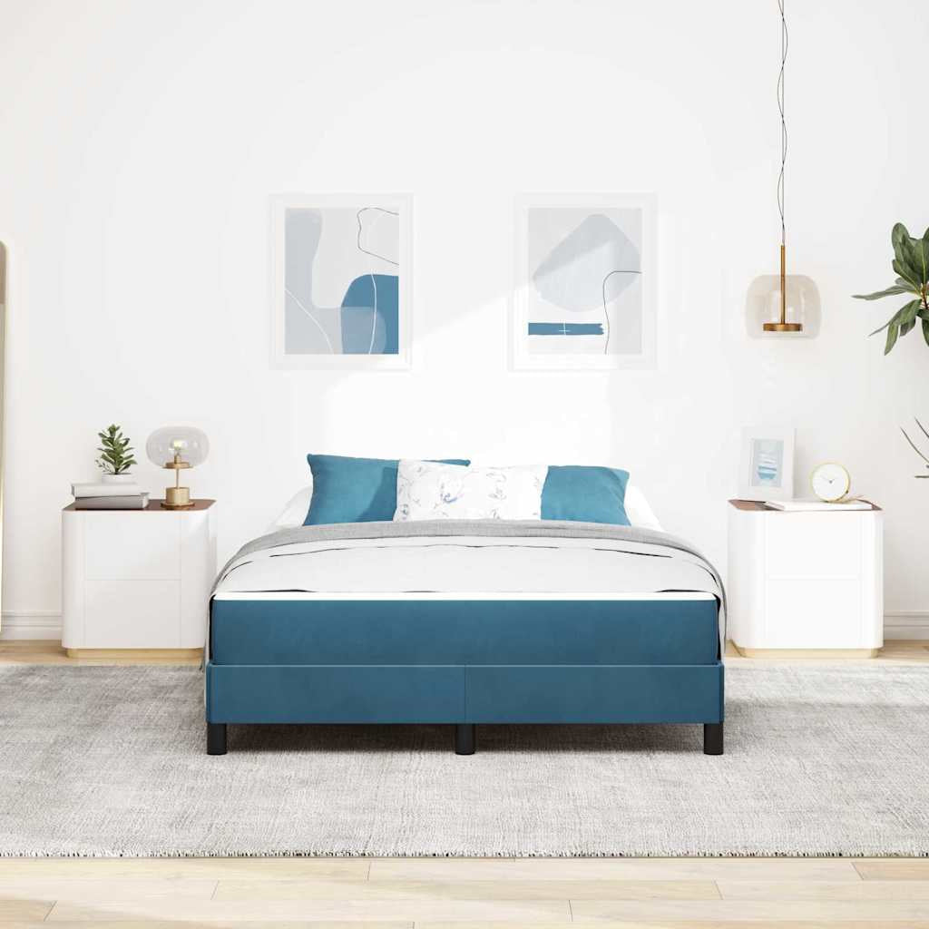 Lit à ressorts avec matelas Bleu foncé 160 x 200 cm tissu - XIOS