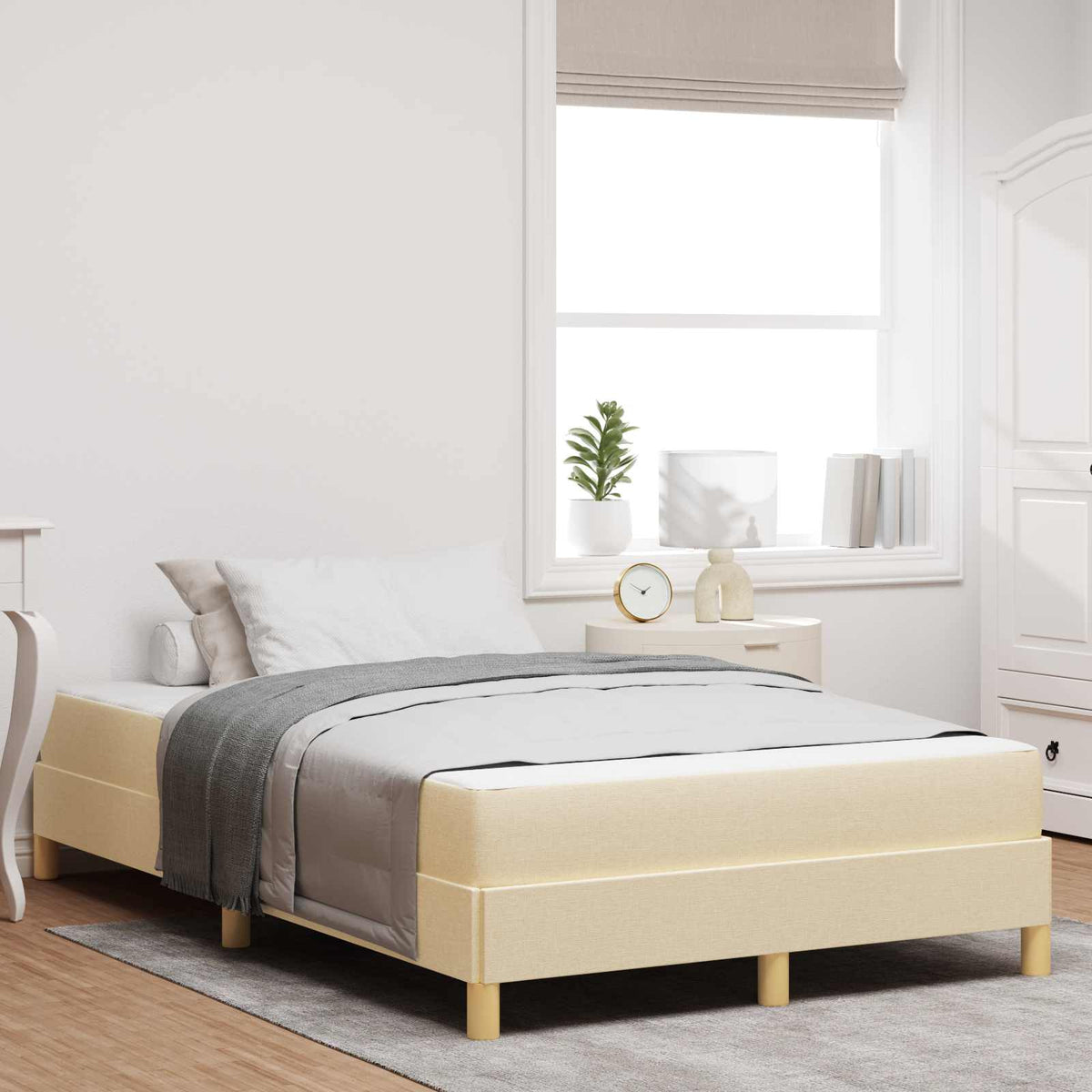 Lit à ressorts avec matelas Crème 120 x 200 cm tissu - XIOS