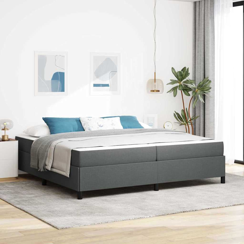 Lit à ressorts avec matelas Gris foncé 200 x 200 cm tissu - XIOS